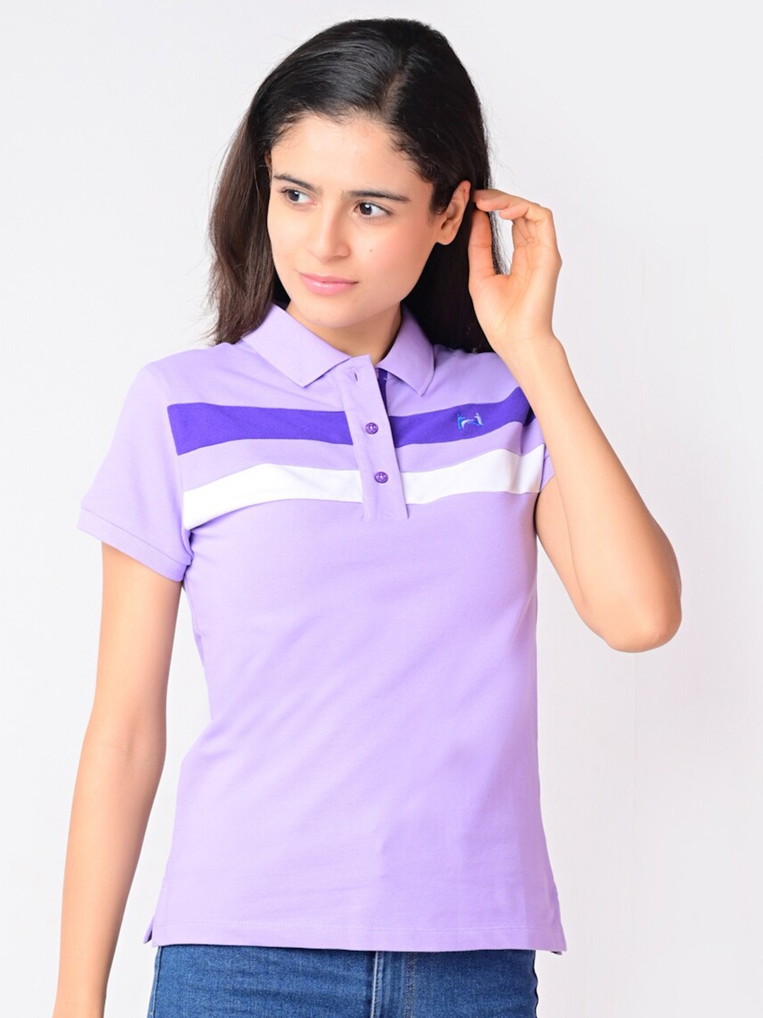 

FLAWLESS Women Purple Polo Collar Sustainable T-shirt