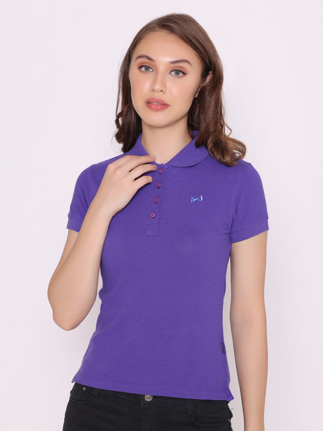 

FLAWLESS Women Purple Polo Collar Sustainable T-shirt