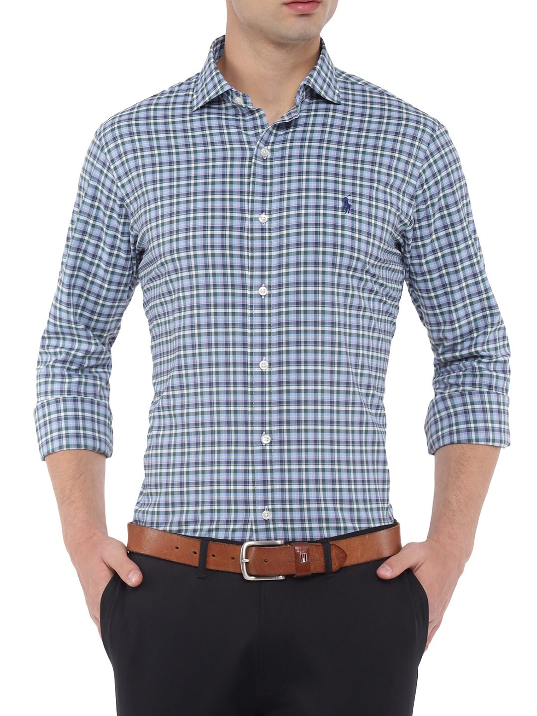 

Polo Ralph Lauren Men Blue Checked Casual Shirt