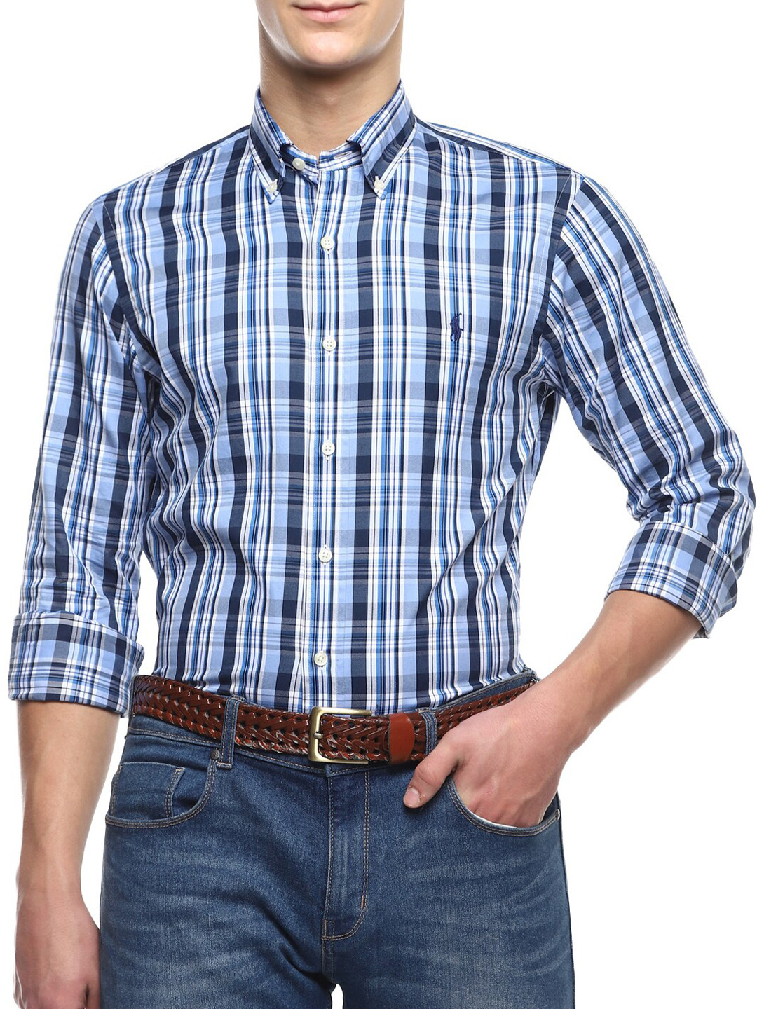 

Polo Ralph Lauren Men Blue Checked Casual Shirt