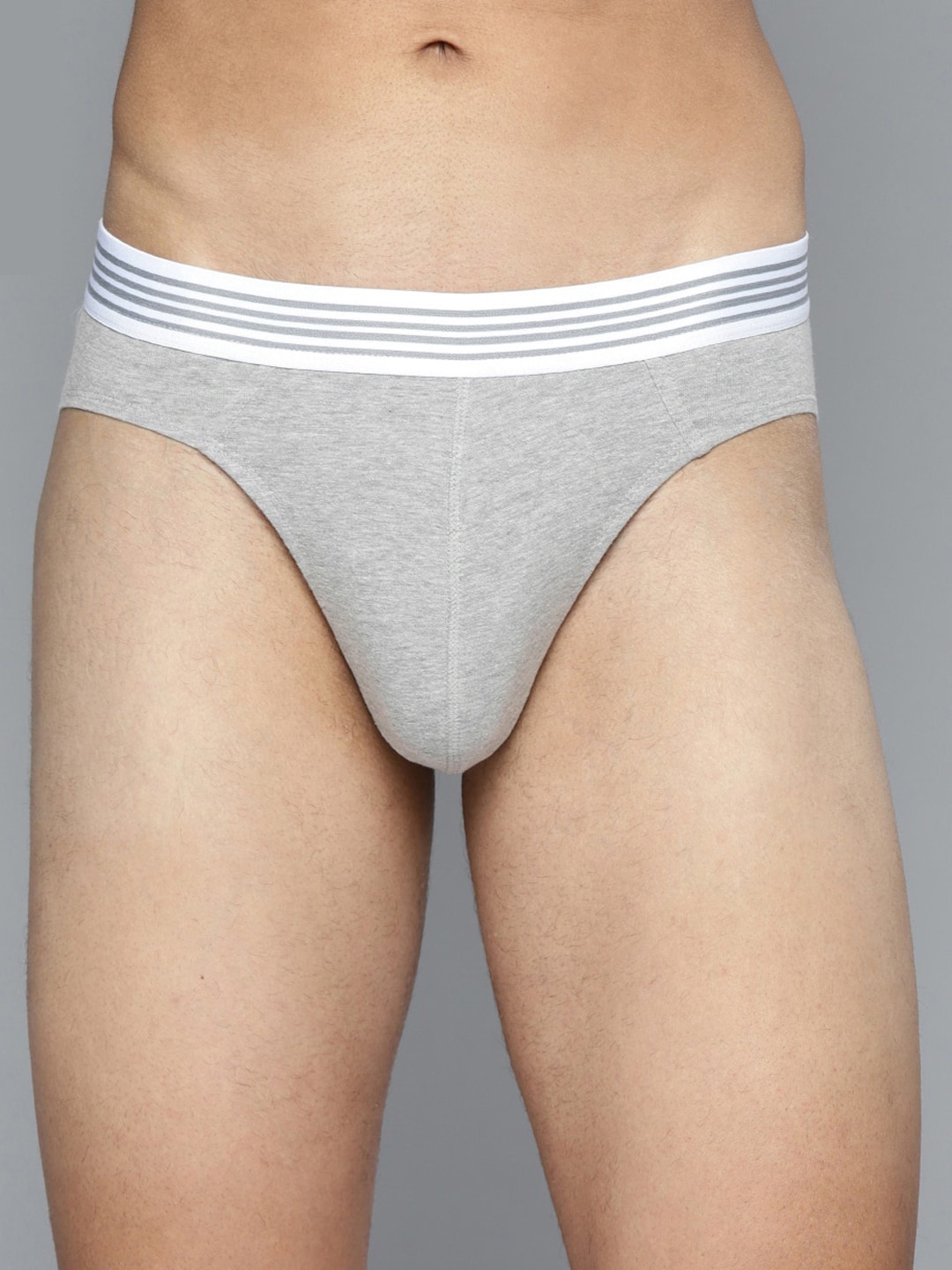 

Mast & Harbour Men Grey Melange Solid Comfort-Fit Cotton Anti-Microbial Basic Briefs