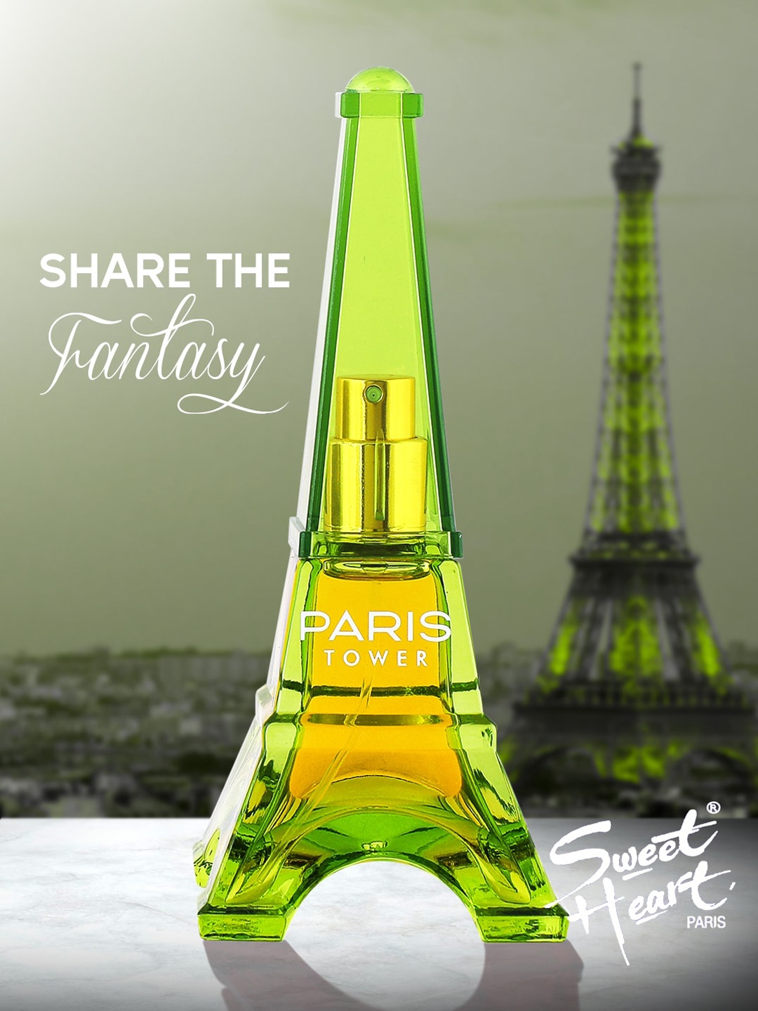 

Sweetheart Pack Of 2 Unisex Pear Green Paris Tower Eau De Parfum-70ml Each