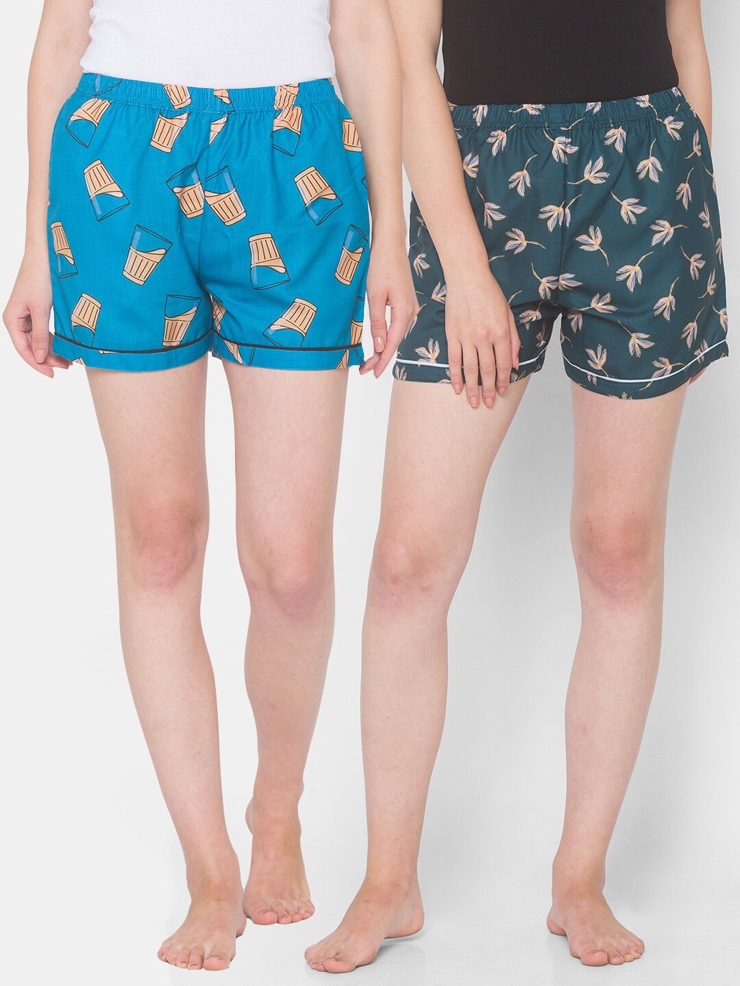 

FashionRack Women Pack of 2 Printed Lounge Shorts, Blue