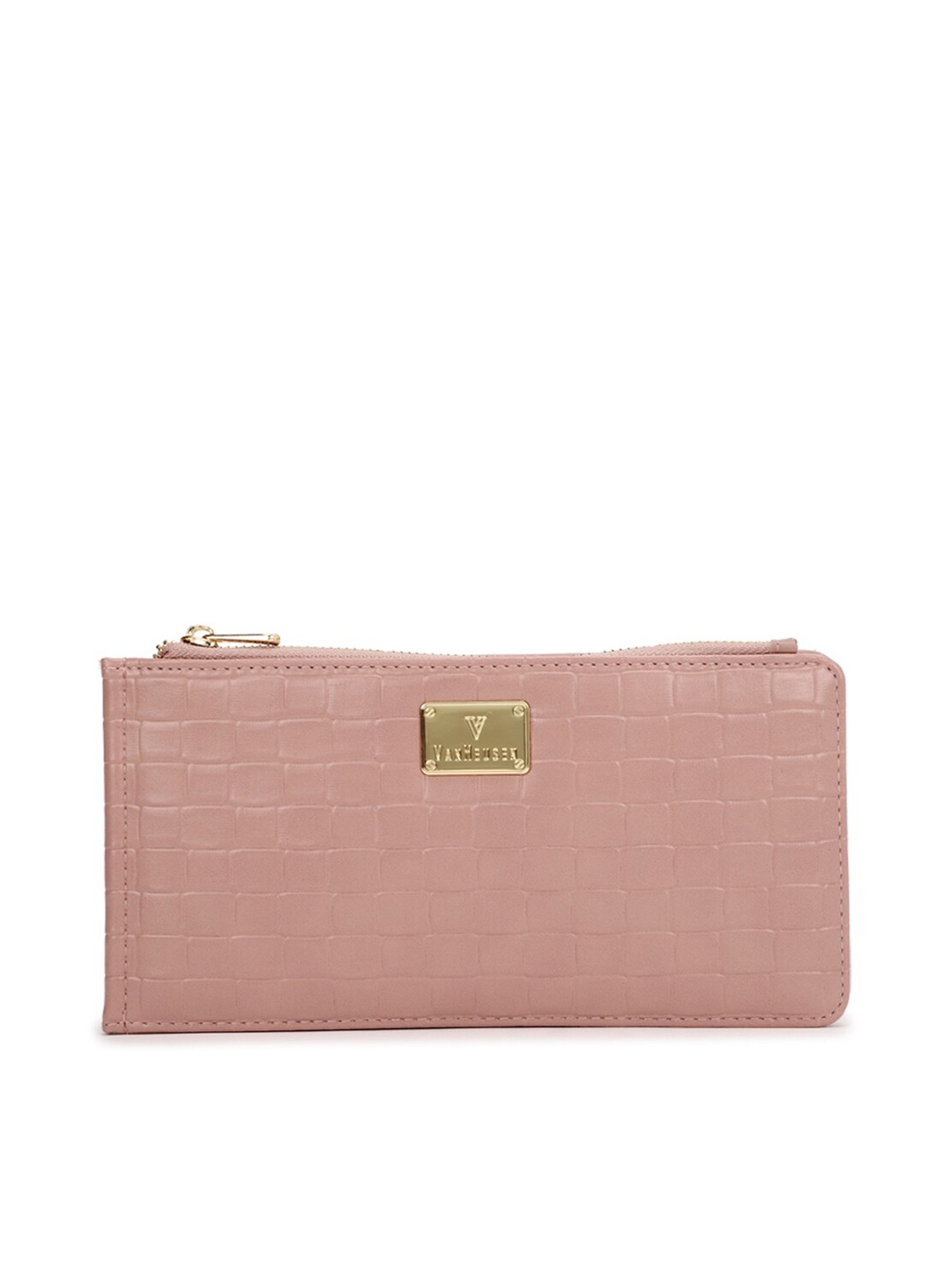 

Van Heusen Woman Women Pink & Gold-Toned Textured PU Two Fold Wallet