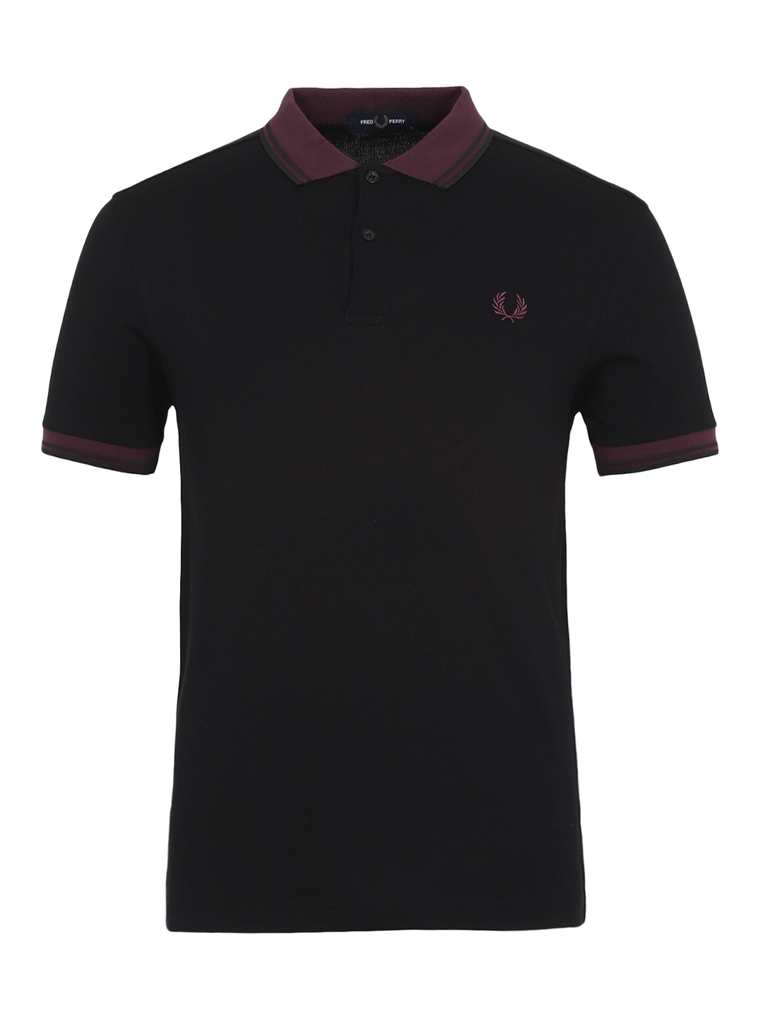 

Fred Perry Men Black Polo Collar Applique T-shirt