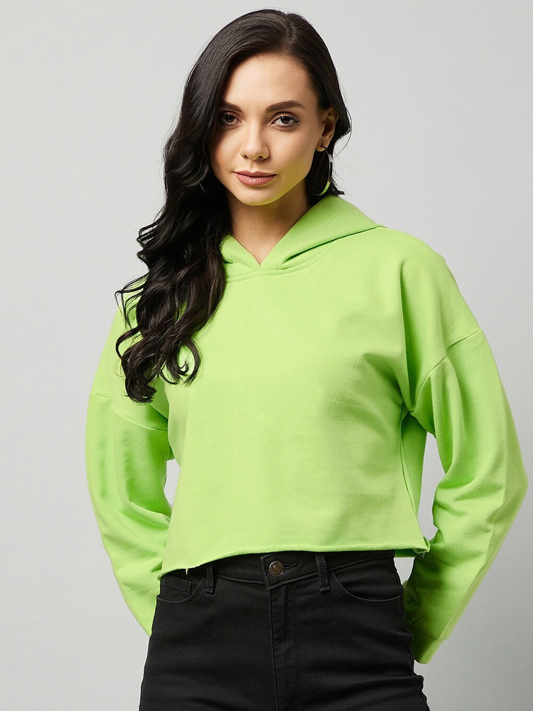 

RARE Women Lime Green Hooded Sweatshirt
