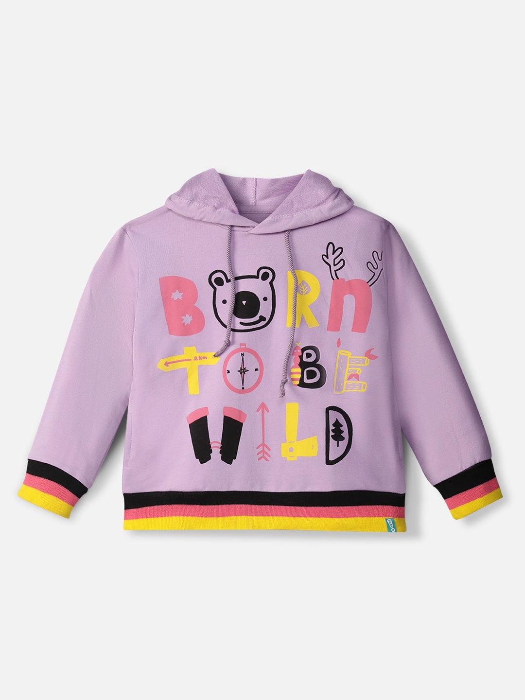 

You Got Plan B Kids Purple Printed Pure Cotton Hooded Sweatshirt