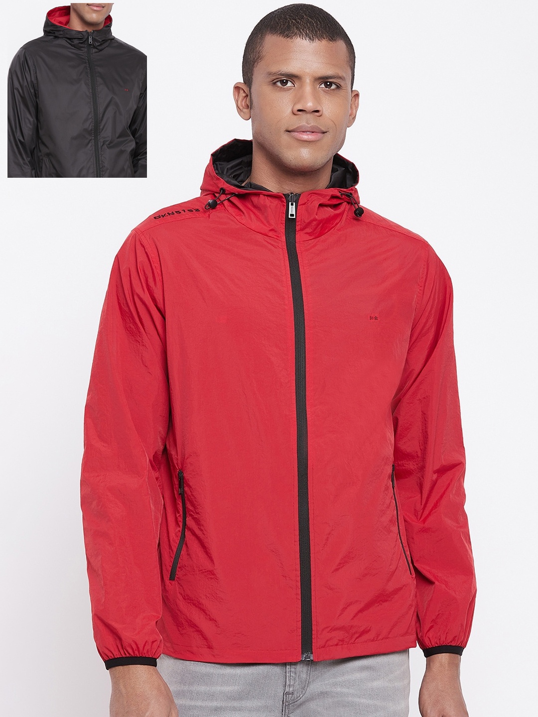 

Okane Men Red Reversible Sporty Jacket