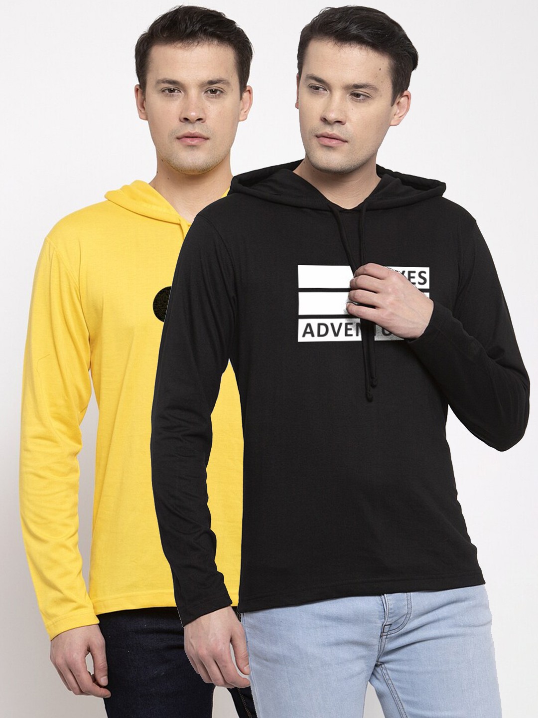 

Friskers Men Pack Of 2 Yellow & Black Mickey Mouse Printed T-shirt