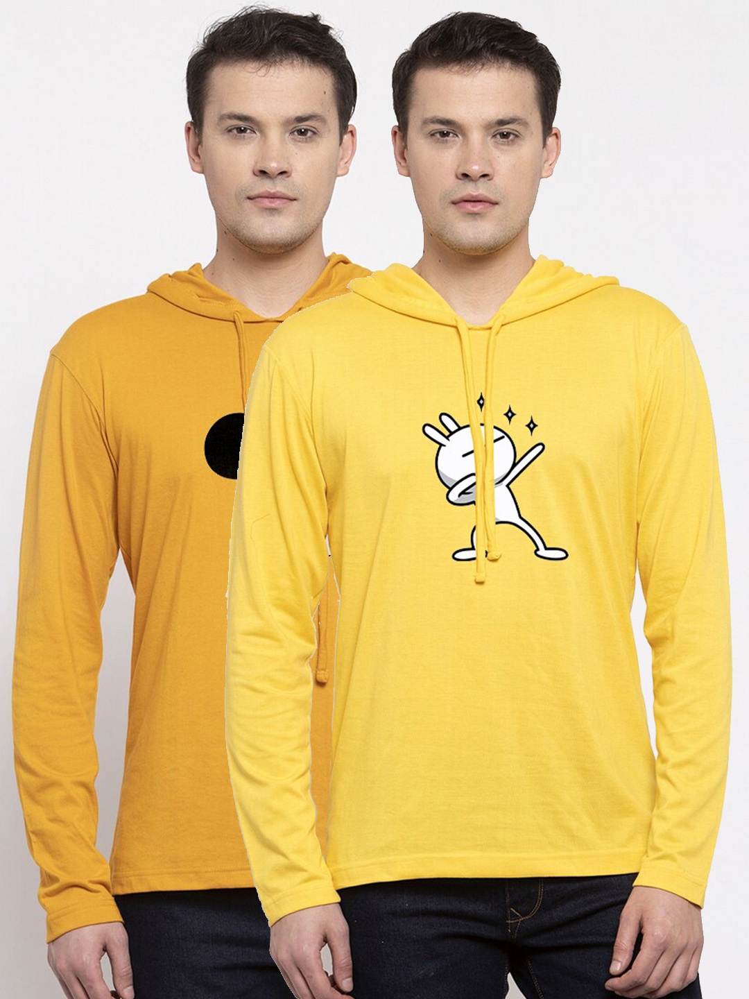 

Friskers Men Yellow 2 Mickey Mouse Printed Cotton T-shirts