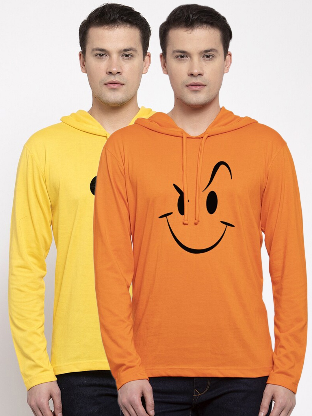 

Friskers Men Yellow & Orange Pack of 2 Mickey Mouse Printed Cotton T-shirt