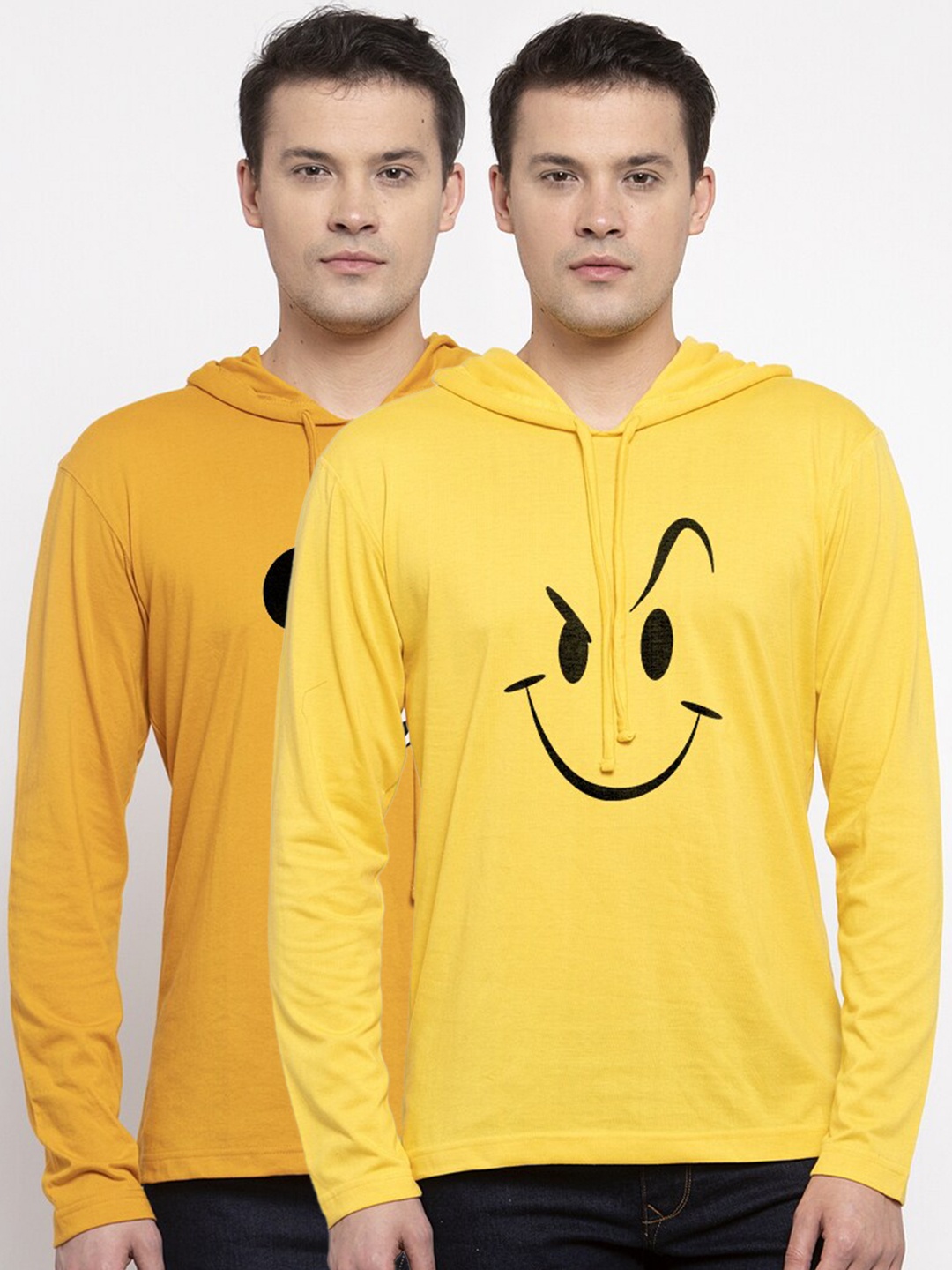 

Friskers Men Set of 2 Yellow Printed T-shirt