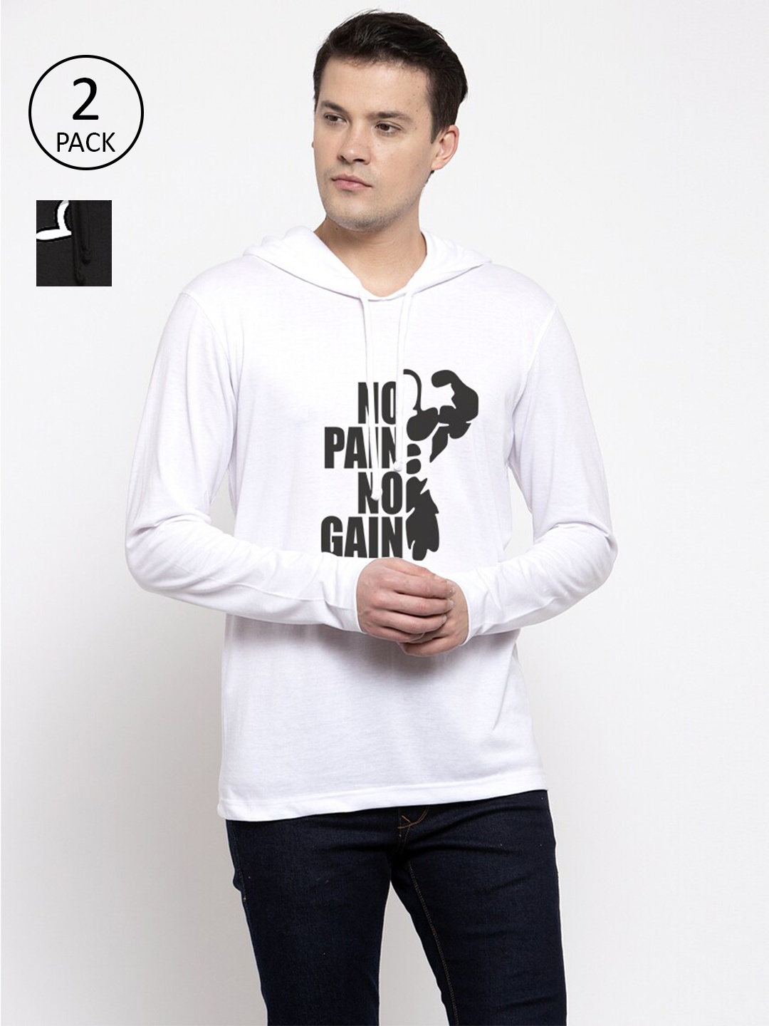 

Friskers Men Black 2 Printed Applique T-shirt