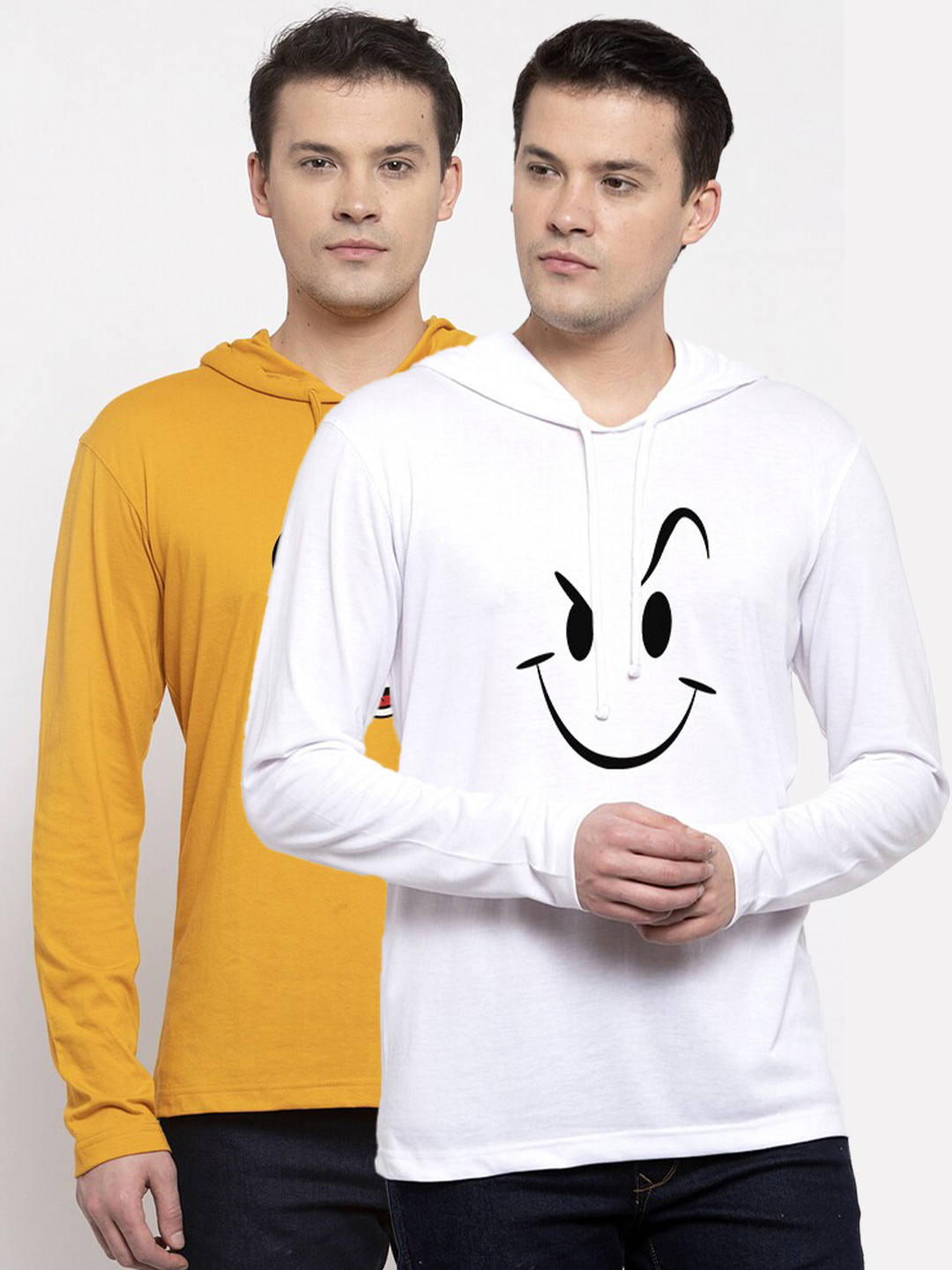 

Friskers Men Pack Of 2 Yellow & White Mickey Mouse Printed T-shirt