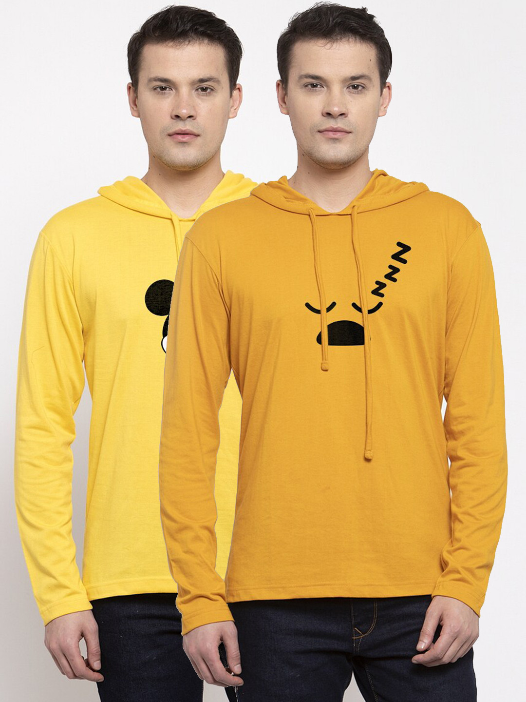 

Friskers Men Pack Of 2 Yellow Printed T-shirt