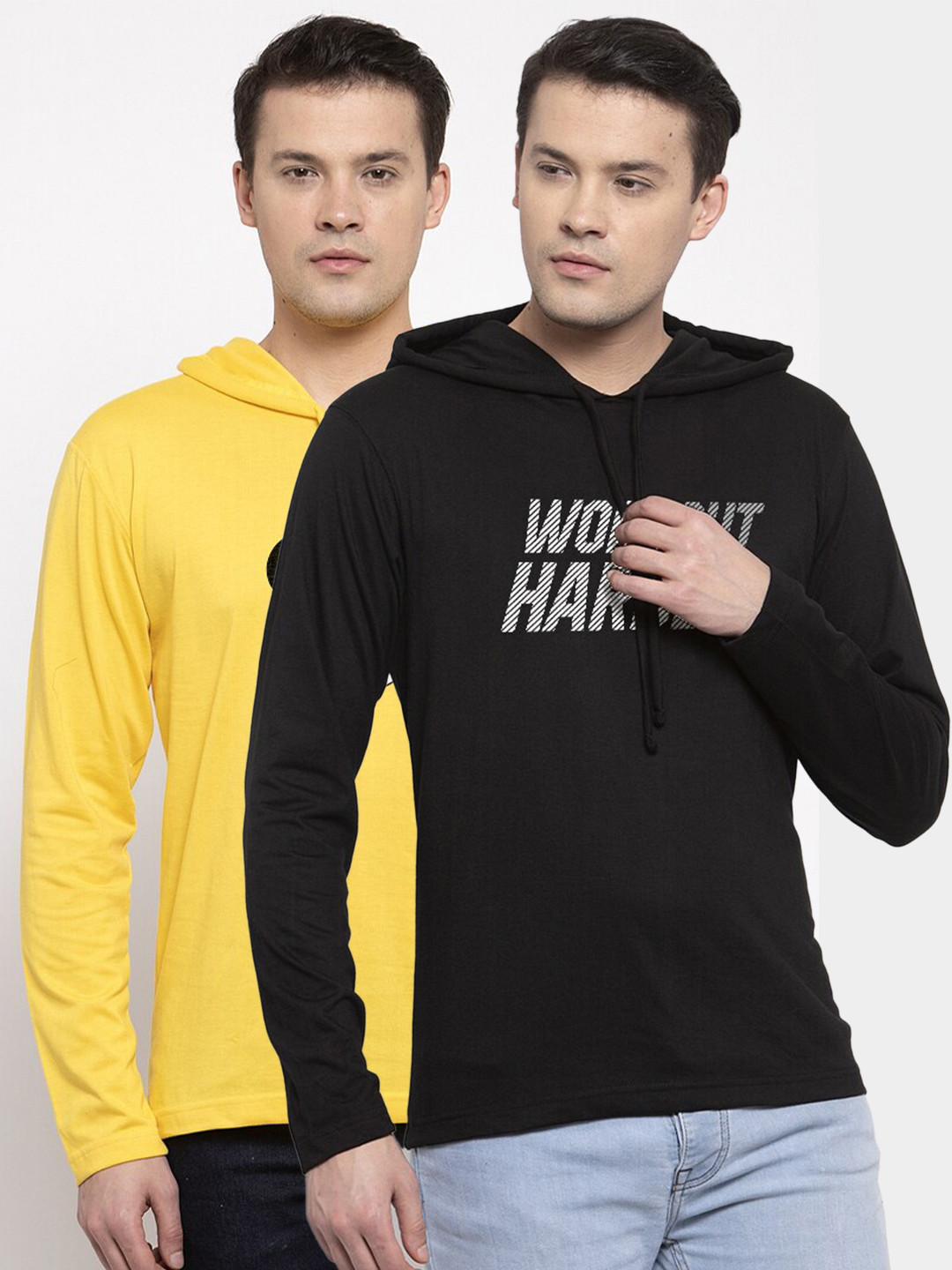 

Friskers Men Pack Of 2 Yellow & Black Mickey Mouse Printed T-shirt