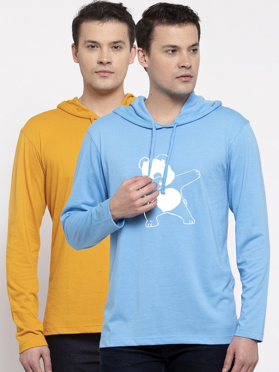 

Friskers Men Pack Of 2 Yellow & Blue Mickey Mouse Printed T-shirt