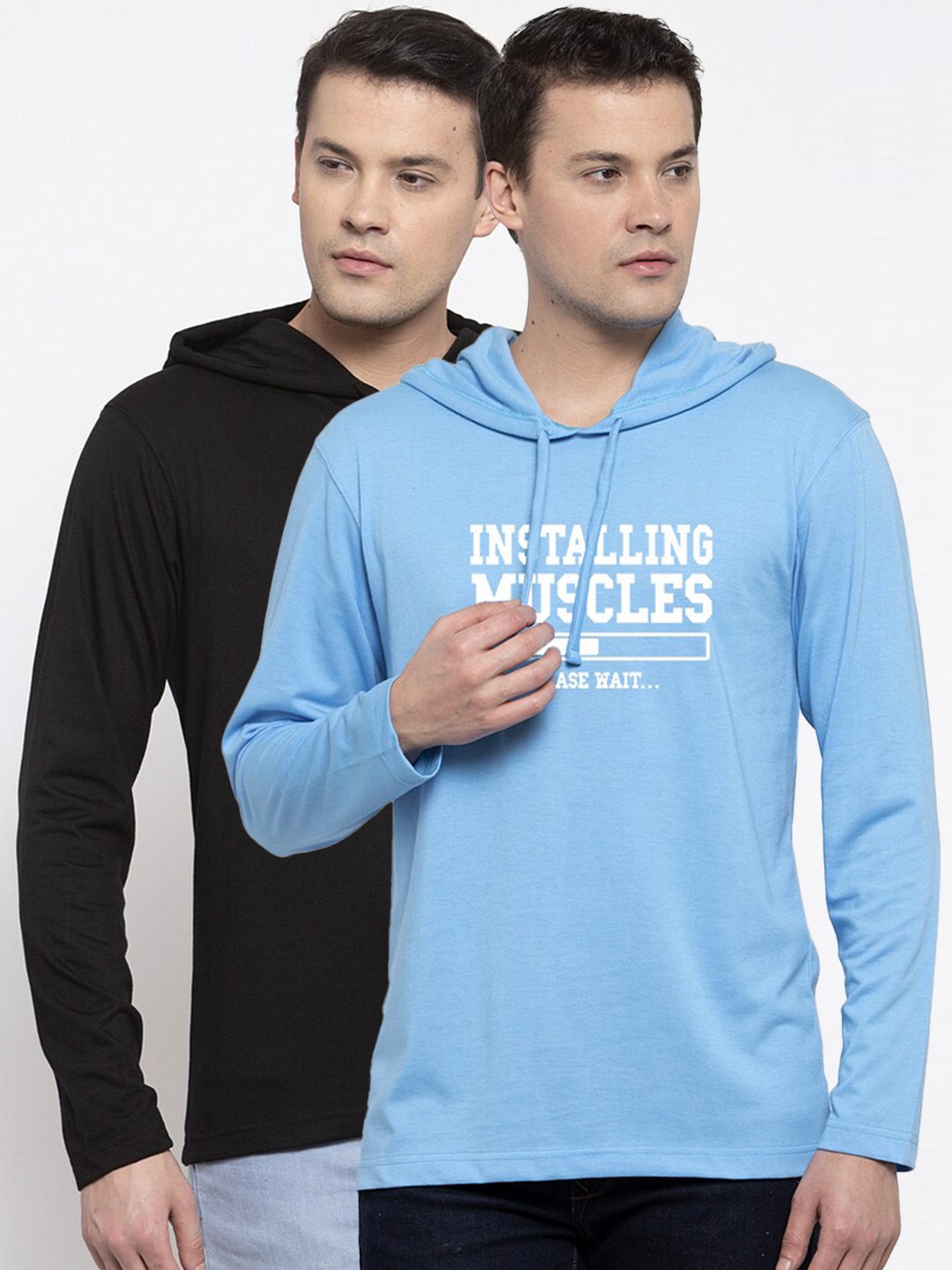 

Friskers Men Black & Blue Pack of 2 Printed Cotton T-shirt