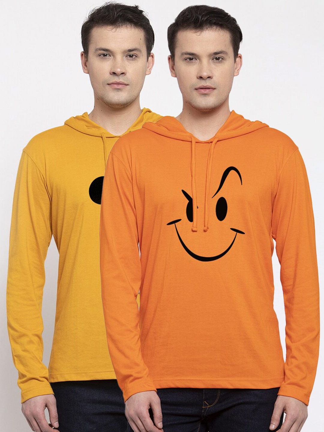 

Friskers Men Pack Of 2 Yellow & Orange Printed T-shirt