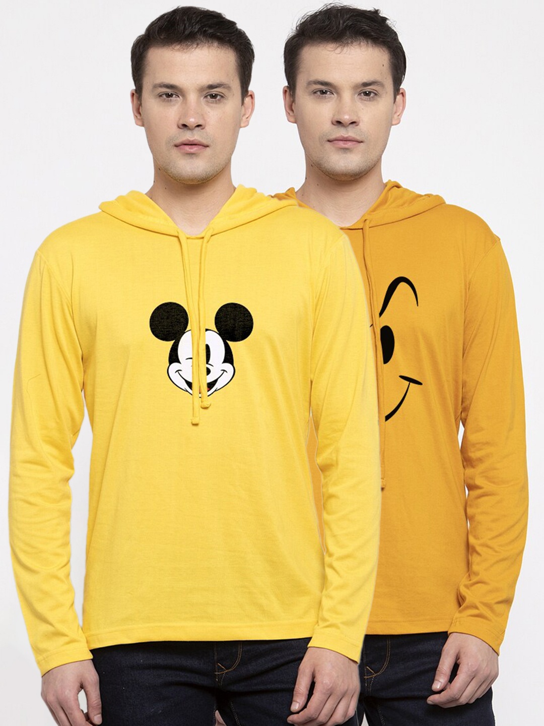 

Friskers Men Yellow Pack of 2 Mickey Mouse Printed Cotton T-shirt