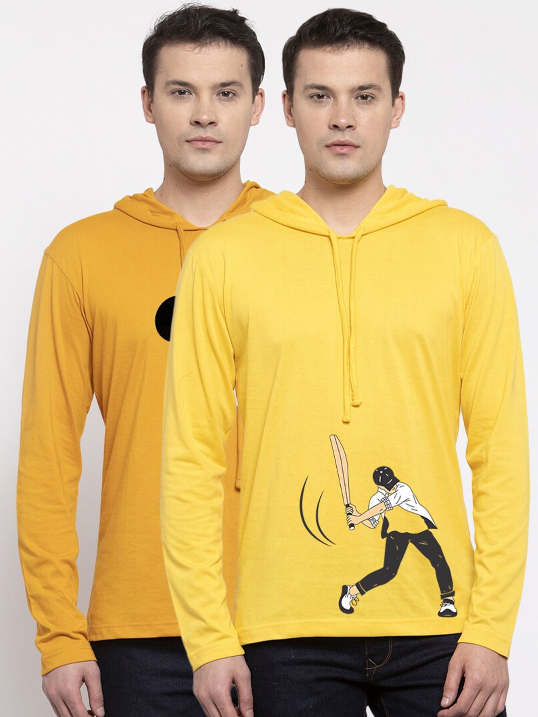 

Friskers Men Yellow Pack of 2 Printed Cotton T-shirt