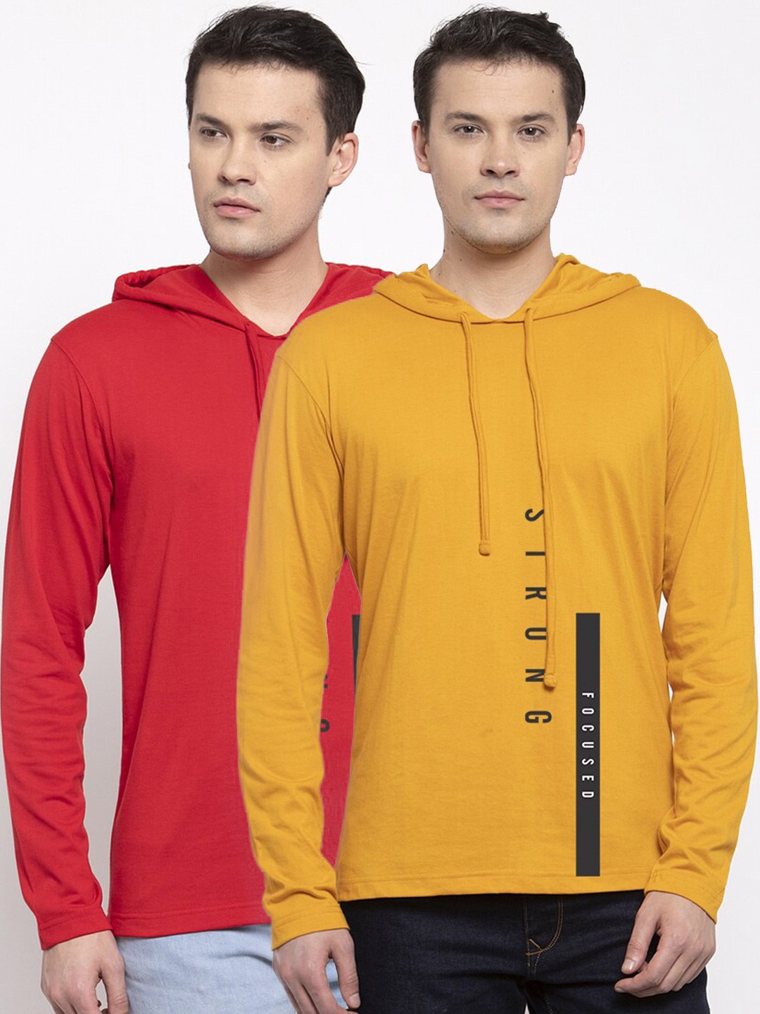 

Friskers Men Red & Yellow Pack of 2 Printed Cotton T-shirt