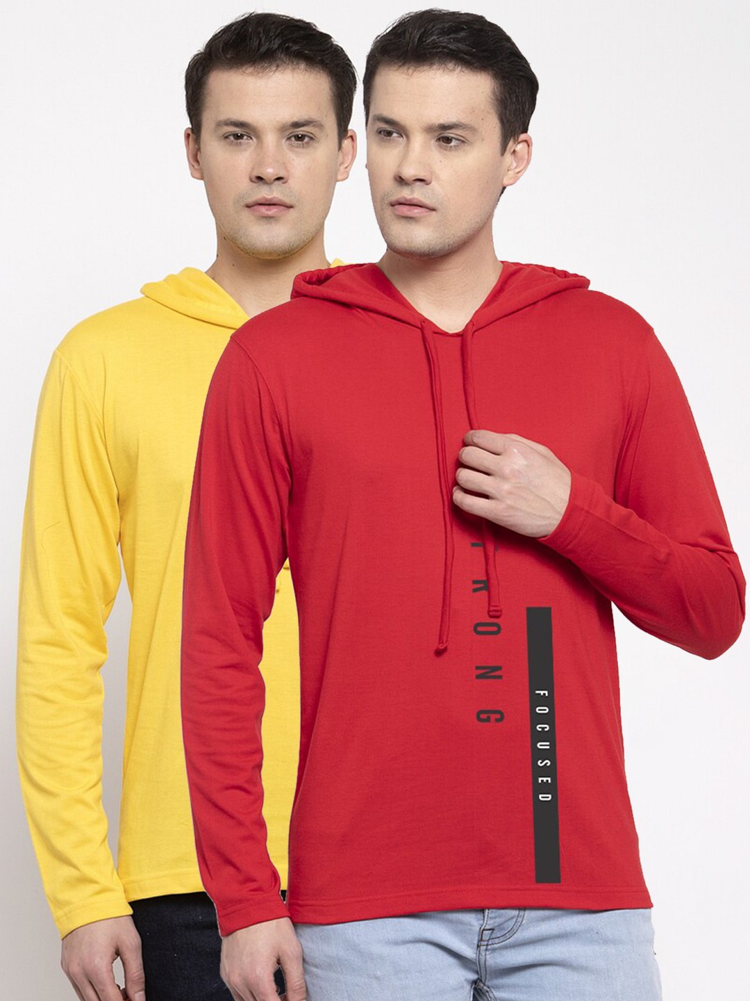 

Friskers Men Yellow & Red 2 Mickey Mouse Printed Cotton T-shirts