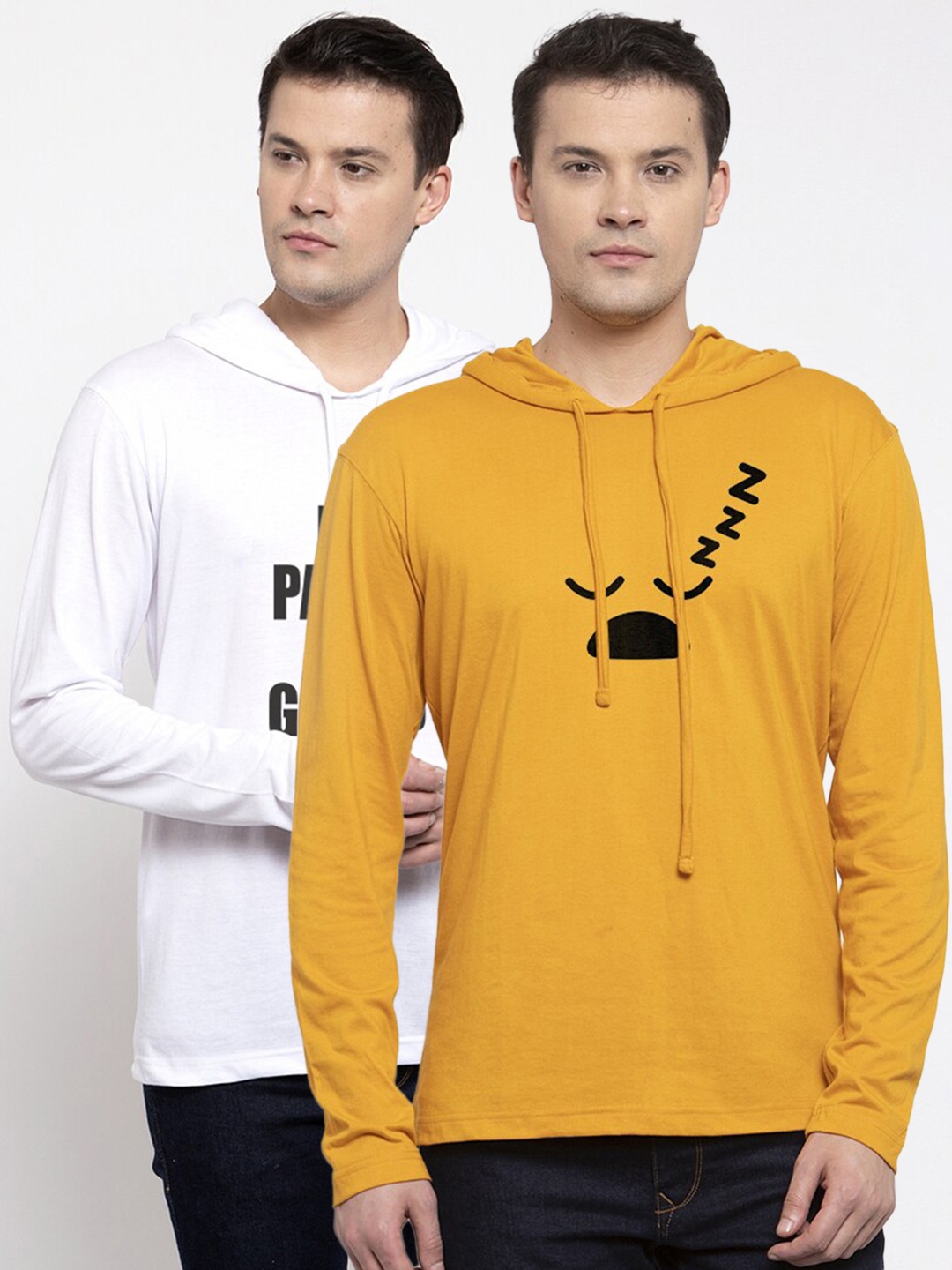 

Friskers Men Gold-Toned Typography 2 Printed Raw Edge T-shirt