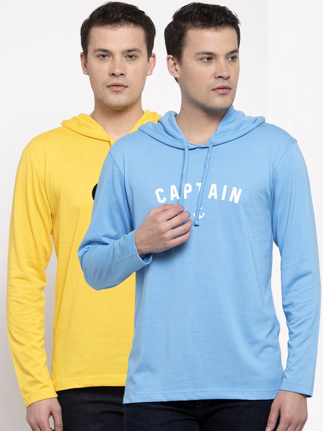 

Friskers Men Pack Of 2 Yellow & Blue Mickey Mouse Printed T-shirt