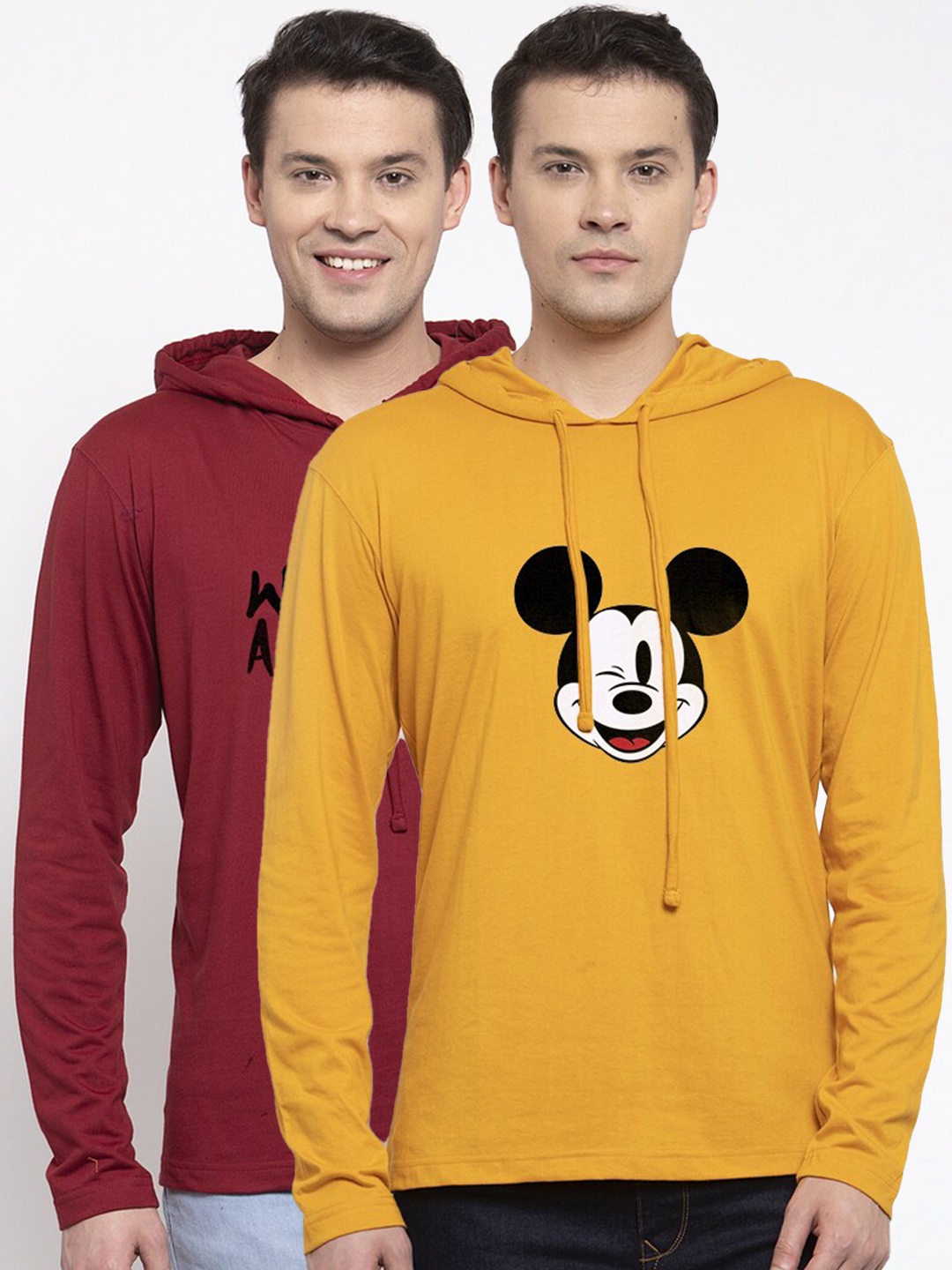 

Friskers Men Pack Of 2 Yellow & Red Printed T-shirt