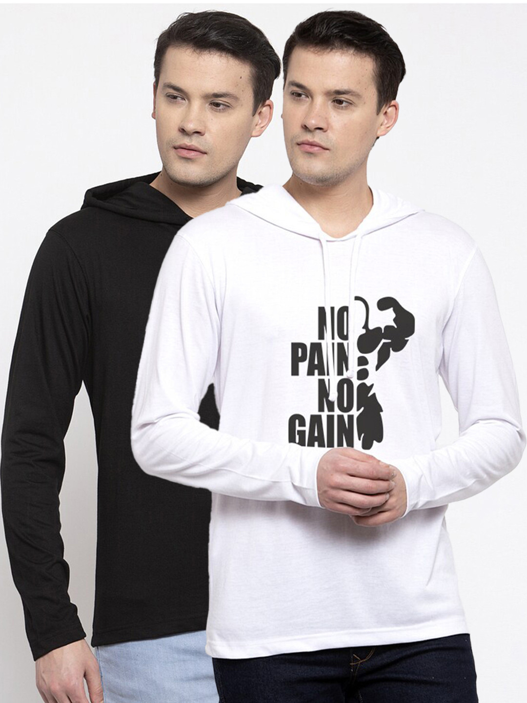 

Friskers Men Pack Of 2 Black & White Typography Printed T-shirt