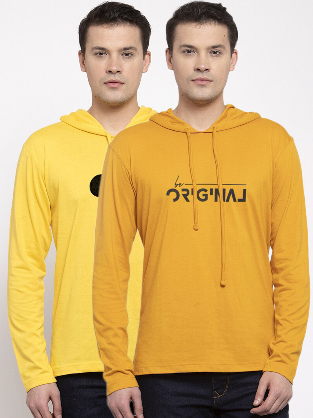 

Friskers Men Yellow 2 Mickey Mouse Printed Cotton T-shirts