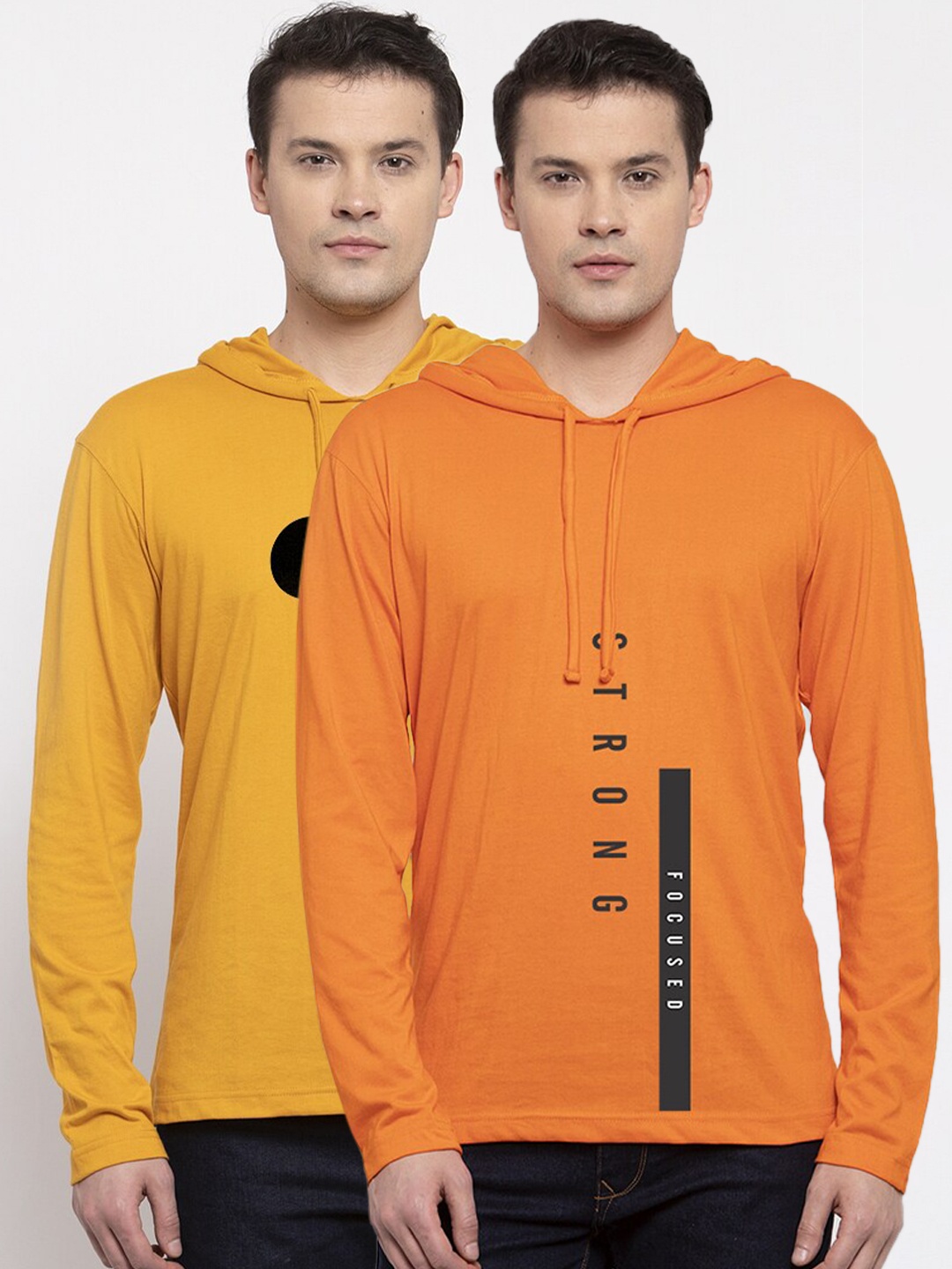 

Friskers Men Pack Of 2 Orange & Yellow Mickey Mouse Printed T-shirt