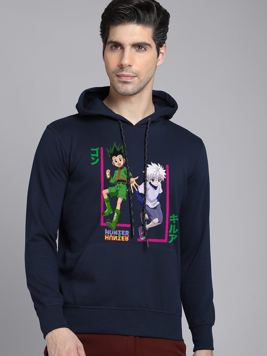 

Free Authority Hunter X Hunter Men Navy Blue Printed Hooded Sweatshirt