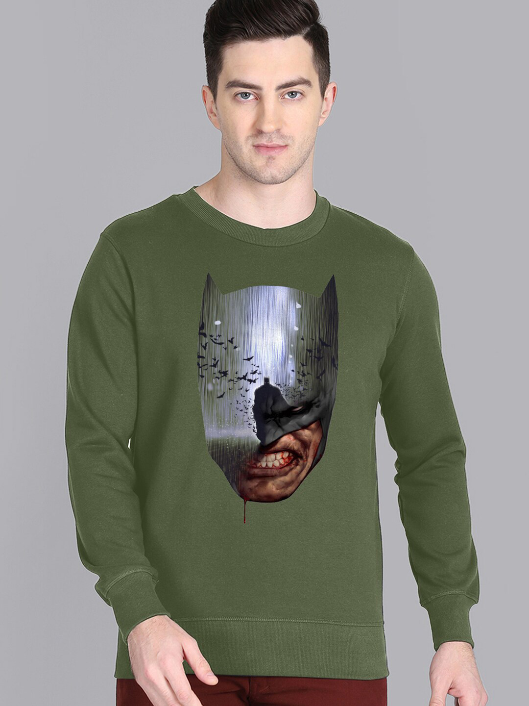 

Free Authority Men Green Batman Printed Sweatshirt