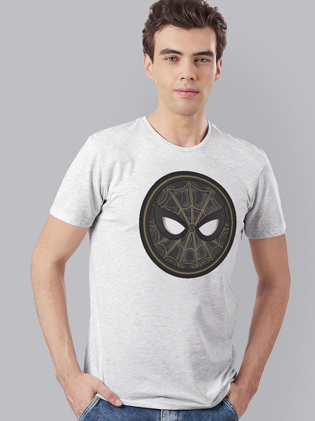 

Free Authority Men Grey Spider-Man Printed T-shirt