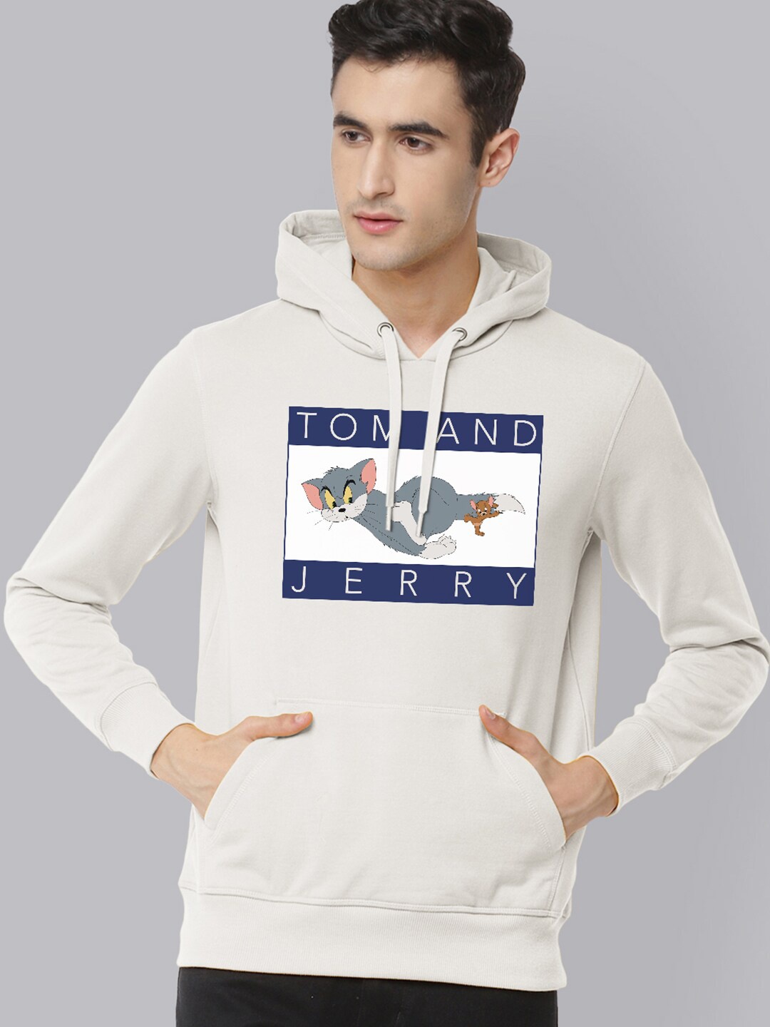 

Free Authority Tom & Jerry Men White Printed Hooded Sweatshirt