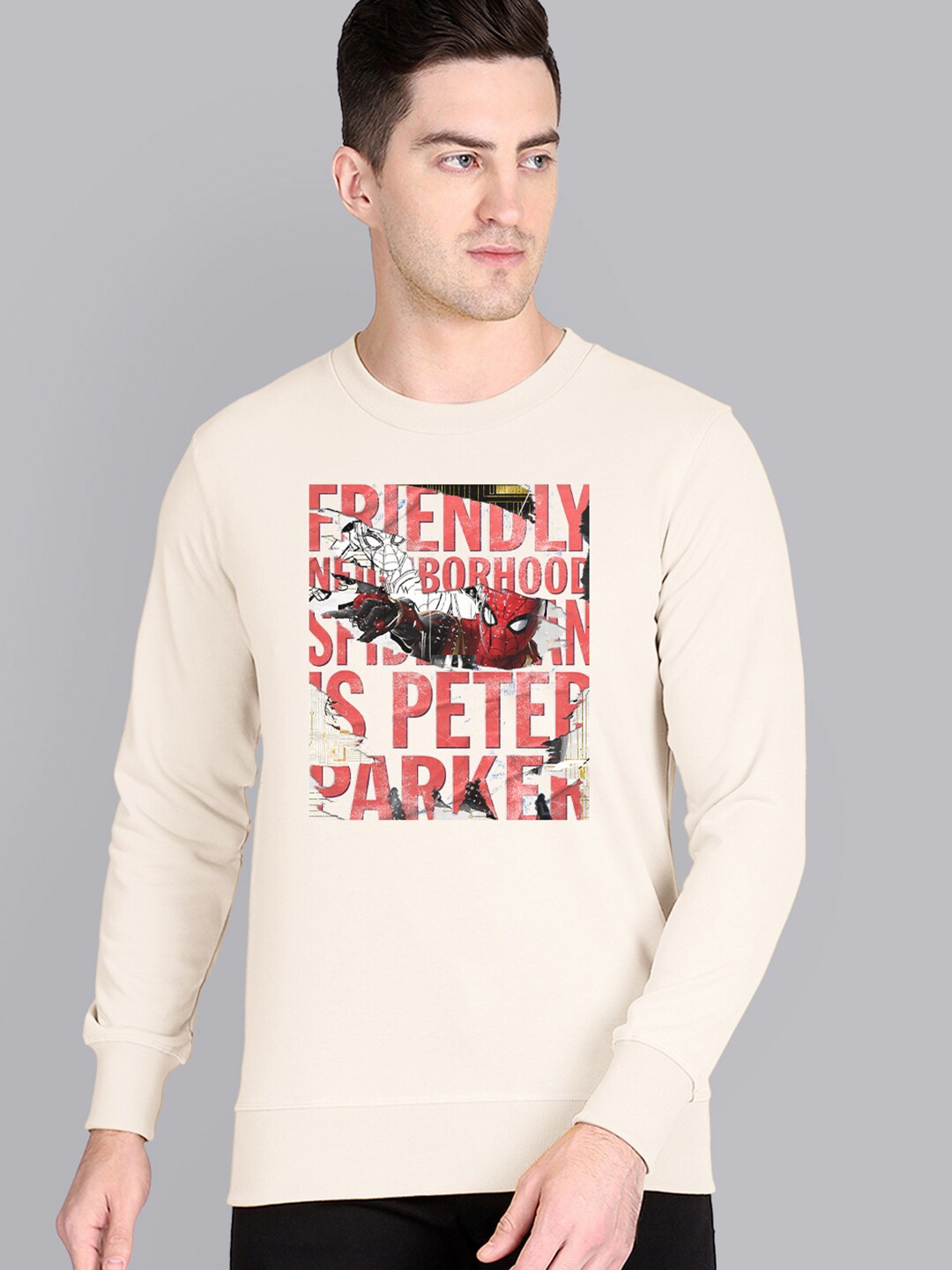 

Free Authority Men Spiderman Printed Sweatshirt, Off white
