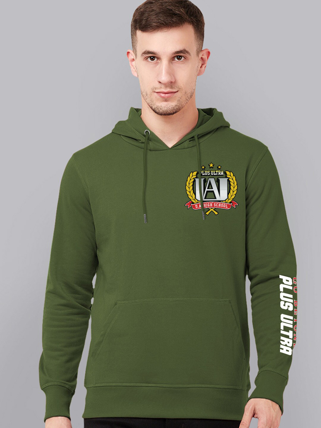 

Free Authority Men Green My Hero Academia Printed Hooded Sweatshirt