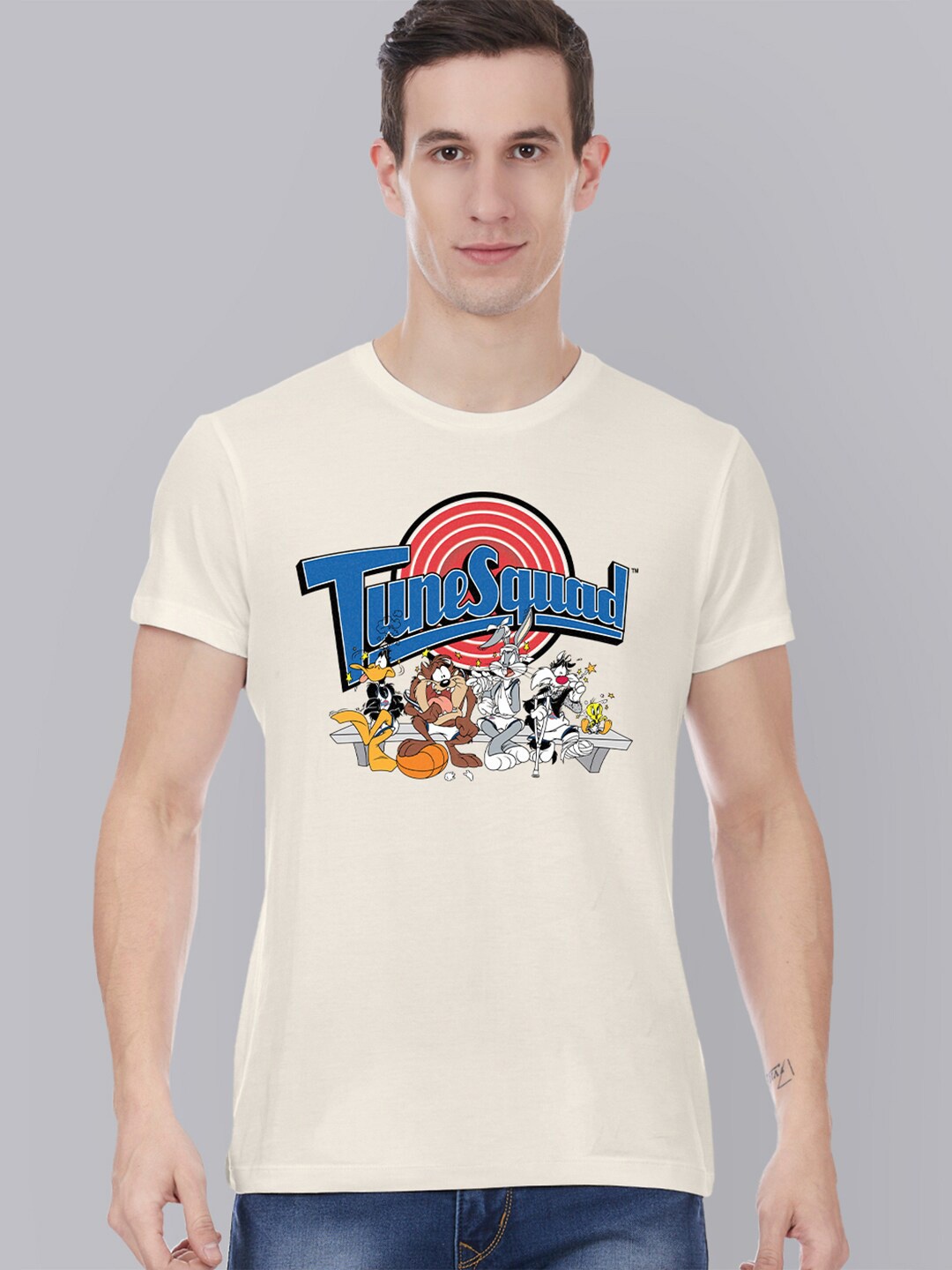

Free Authority Space Jam Men Off White Printed Cotton T-shirt