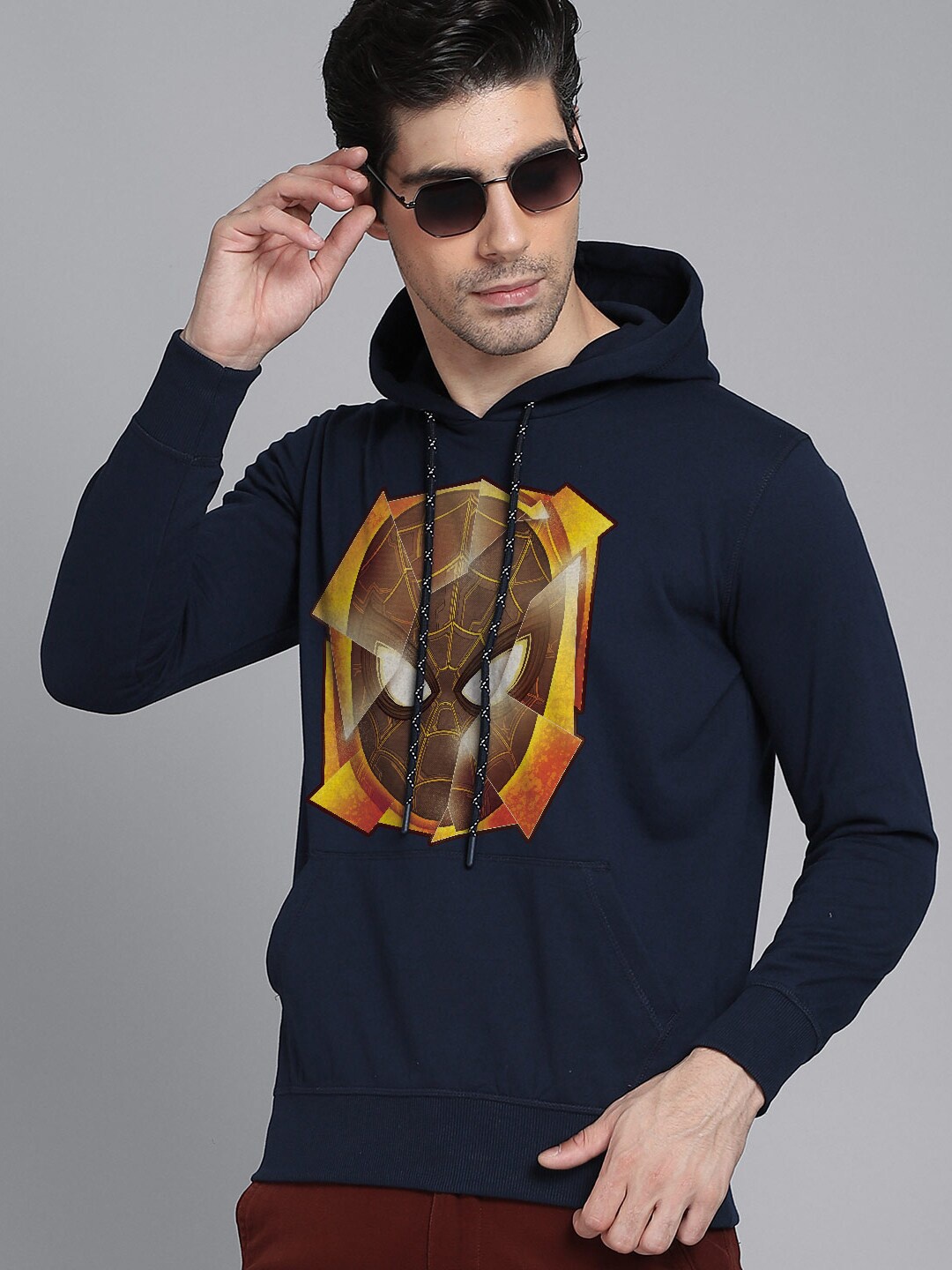 

Free Authority Men Navy Blue Spiderman Printed Hooded Sweatshirt