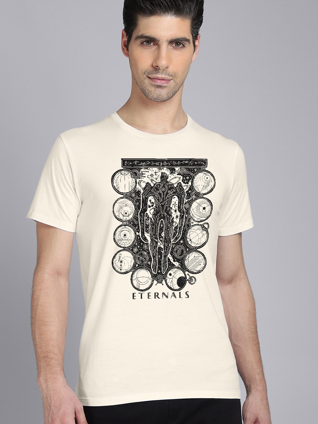 

Free Authority Men White & Black Eternals Printed T-shirt