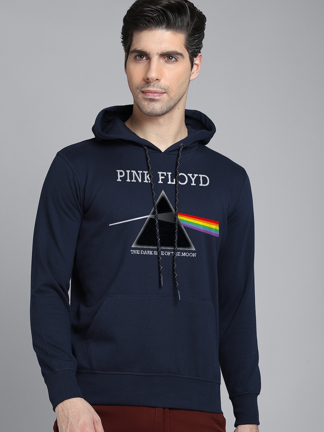 

Free Authority Pink Floyd Men Navy Blue Printed Hooded Sweatshirt