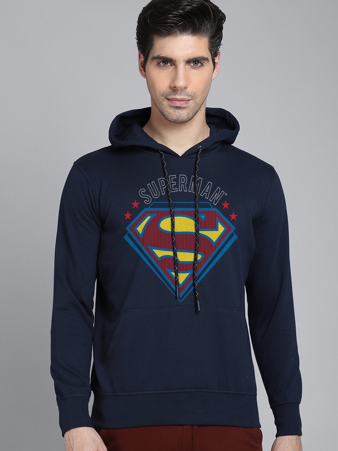 

Free Authority Men Navy Blue Superman Printed Hooded Pure Cotton Sweatshirt