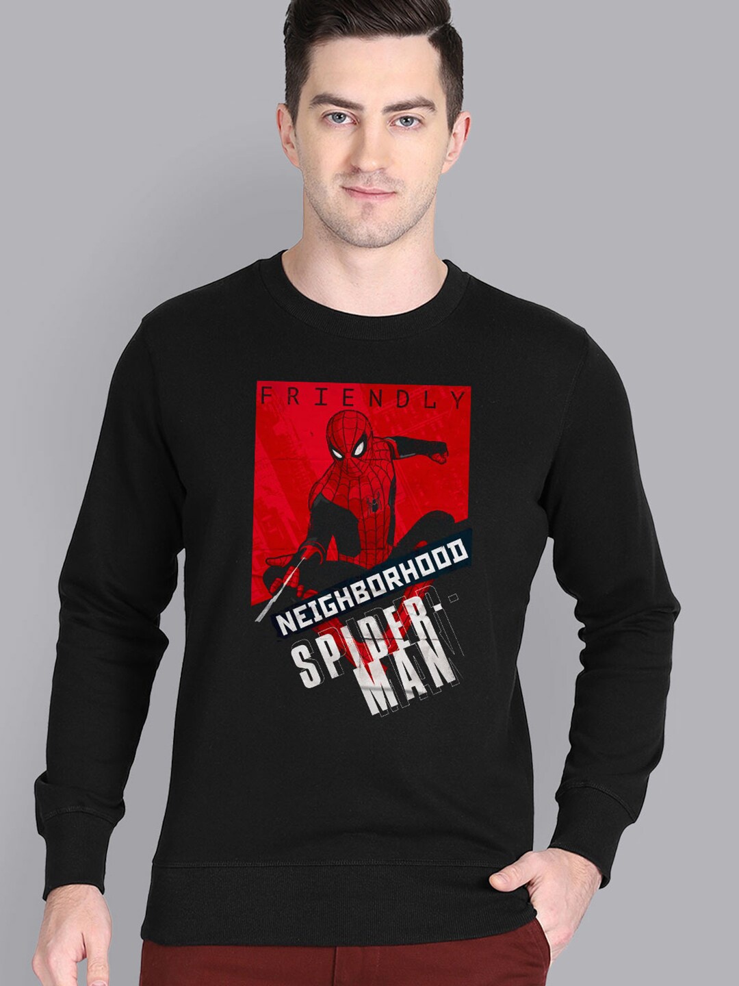 

Free Authority Men Black Spider-Man Printed Sweatshirt