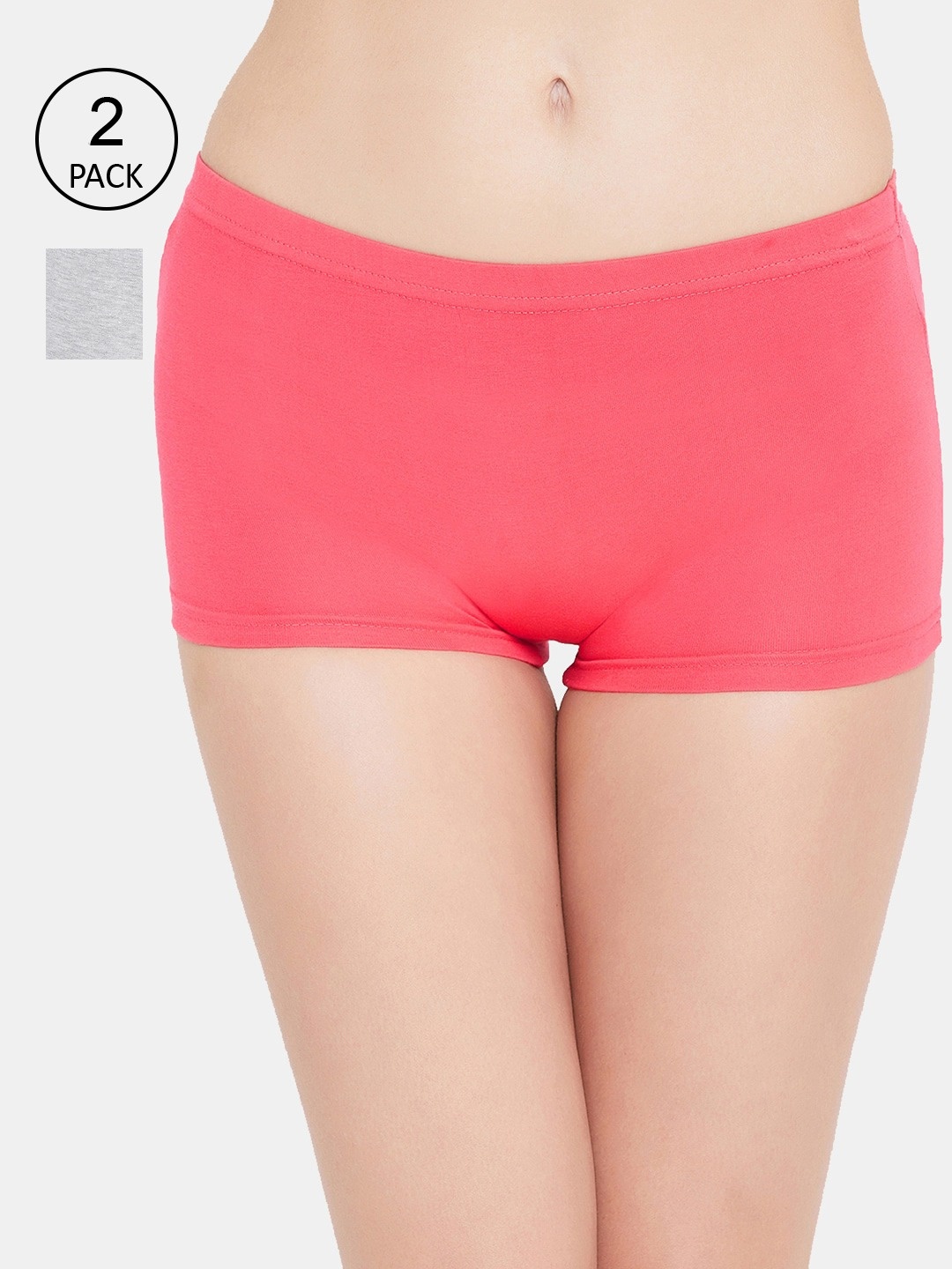

AMOSIO Woman Pack of 2 Grey & Orange Cotton Boy Shorts