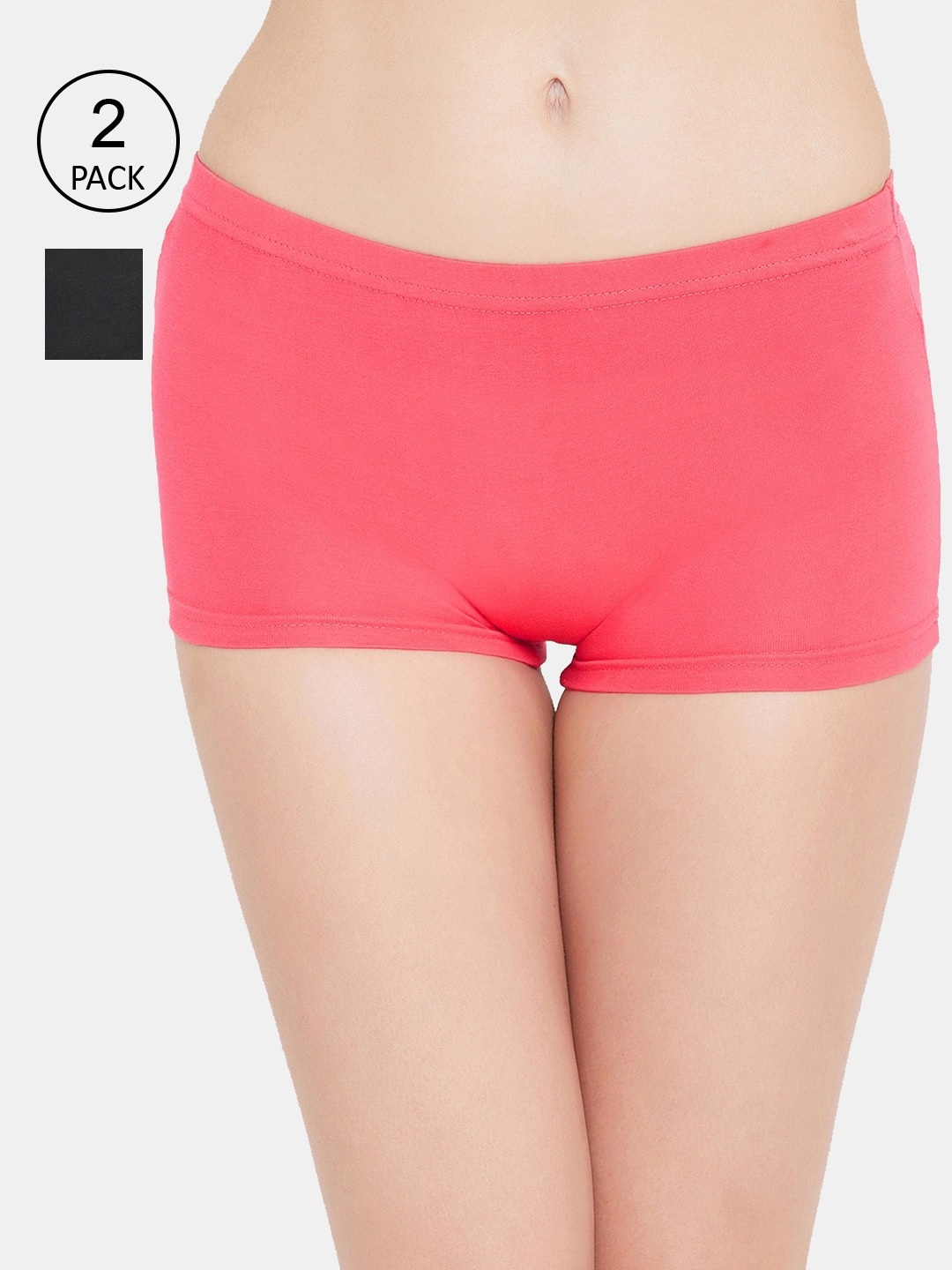 

AMOSIO Women Black & Orange Pack Of 2 Boy Shorts