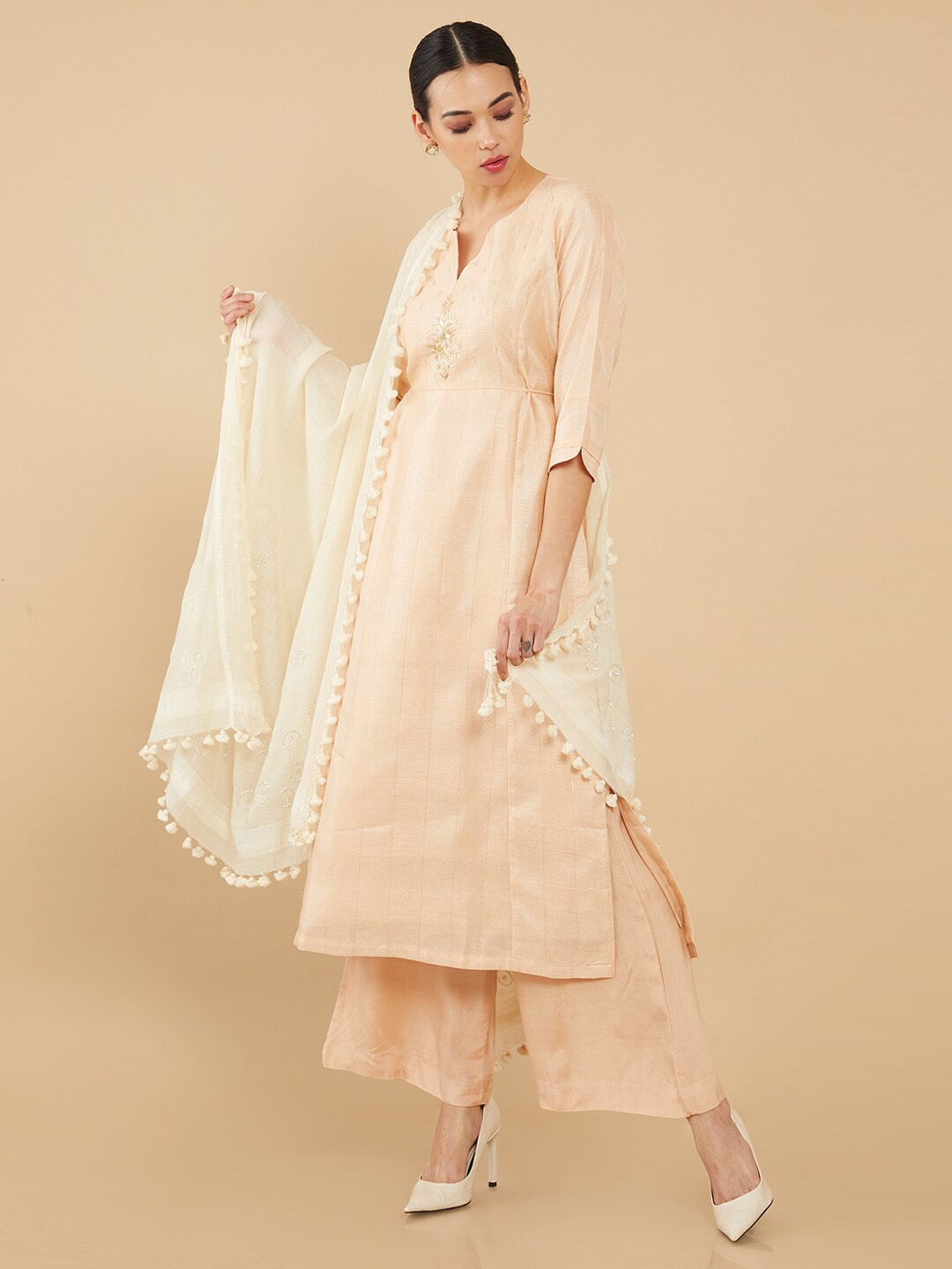 

Soch Women White Embroidered Stole
