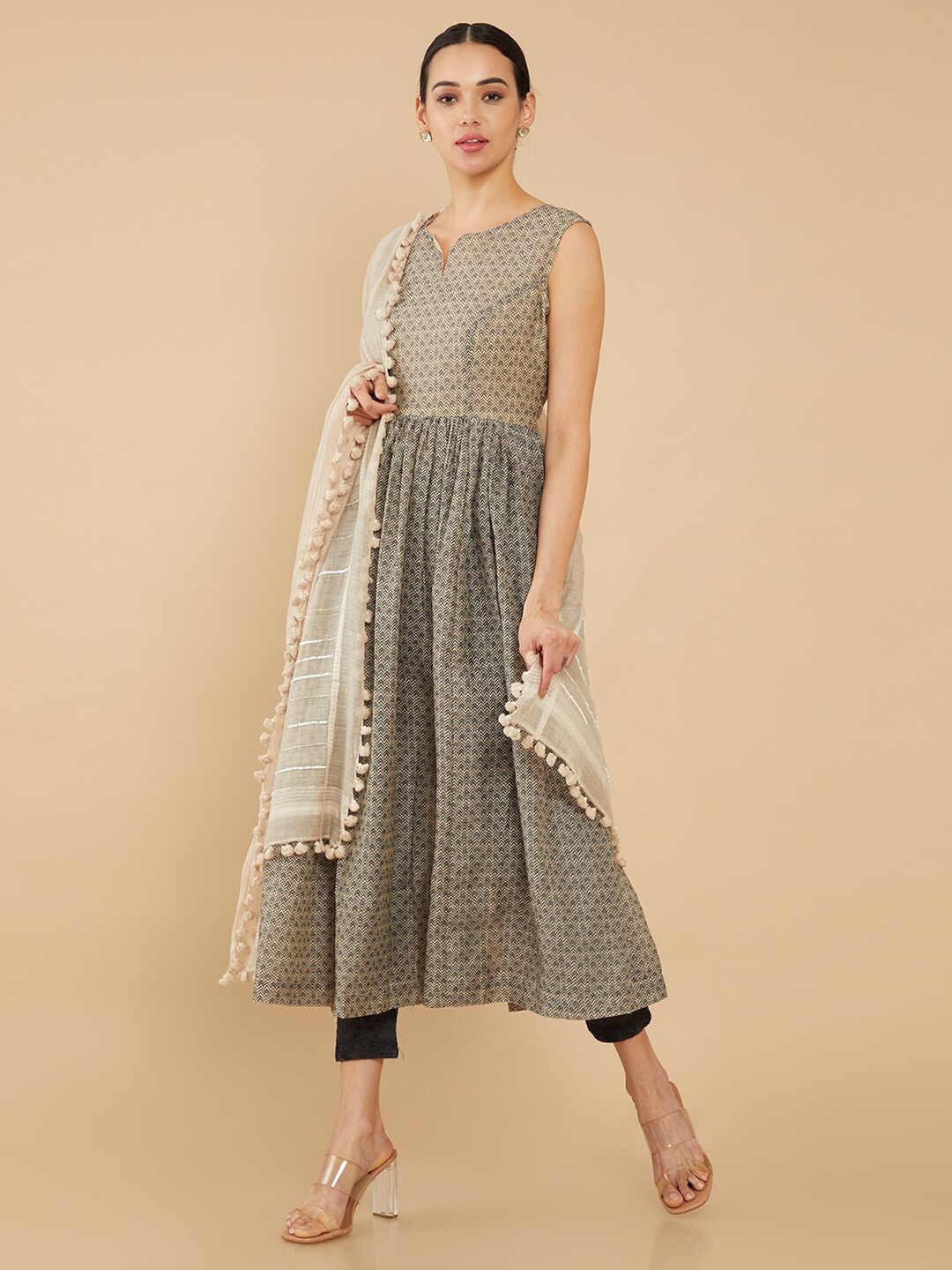 

Soch Women Beige Striped Cotton Stole