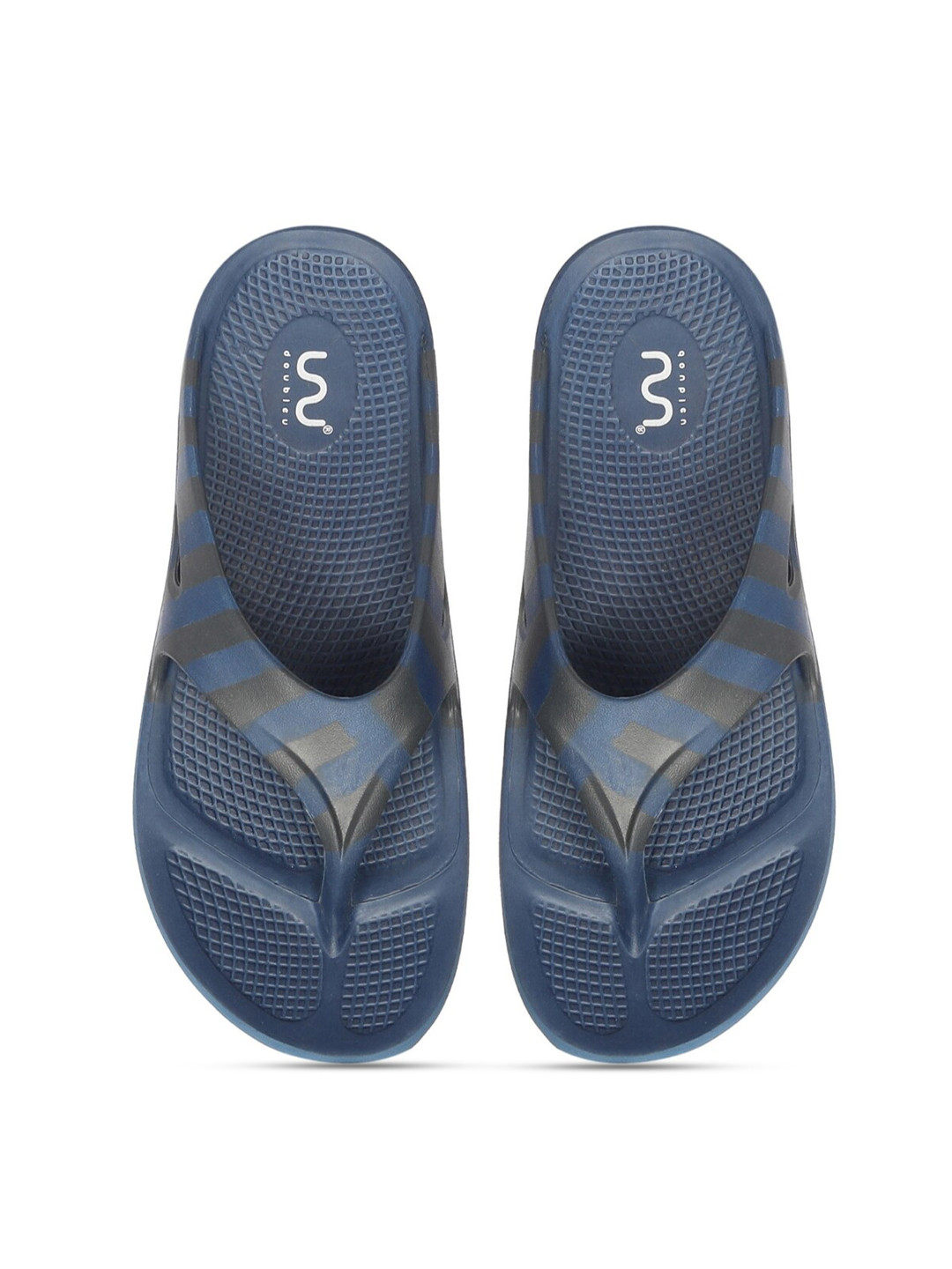 

Doubleu Men Blue & Grey Rubber Thong Flip-Flops